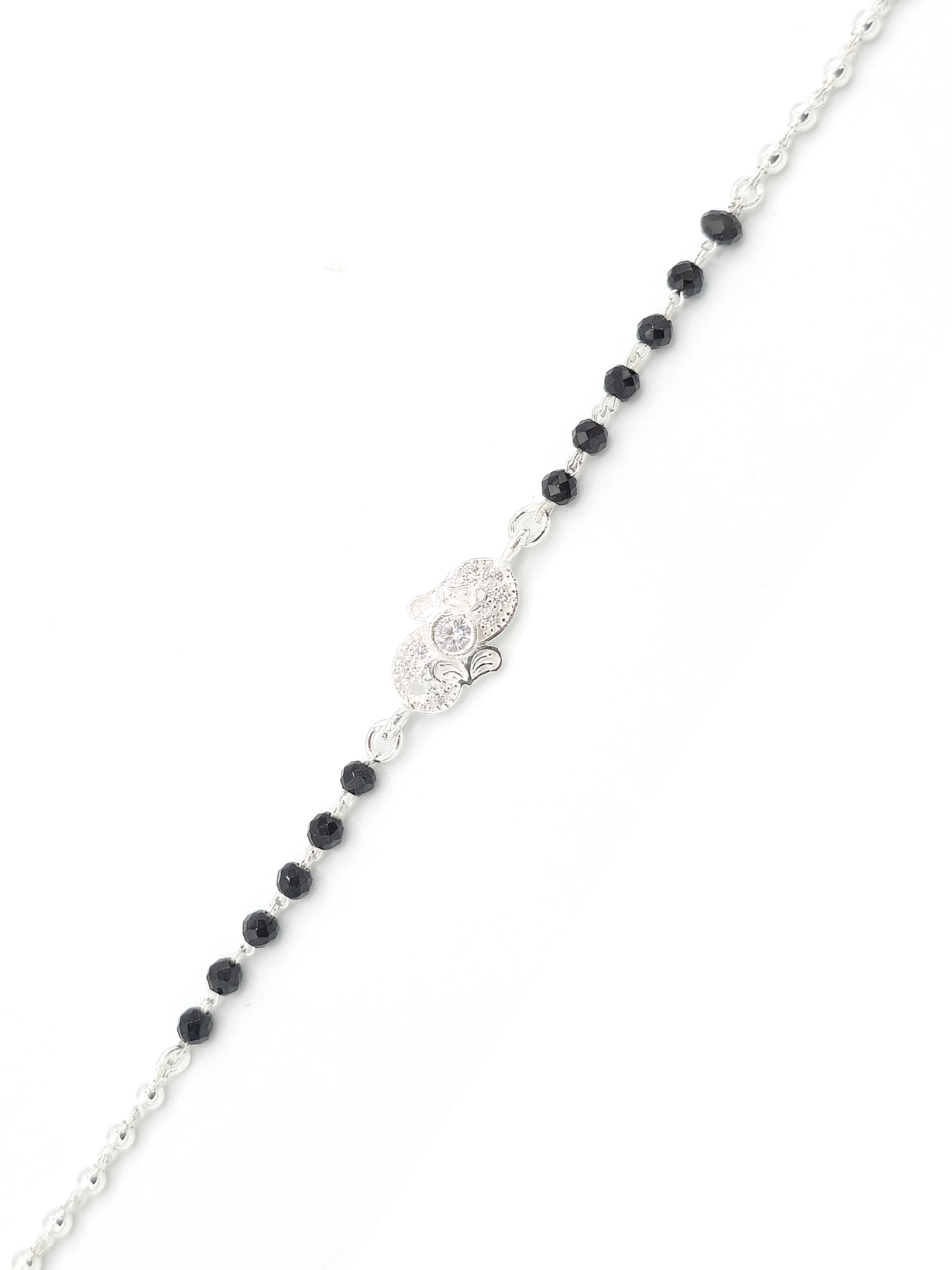 Sterling Silver Black Beads CZ Bracelet