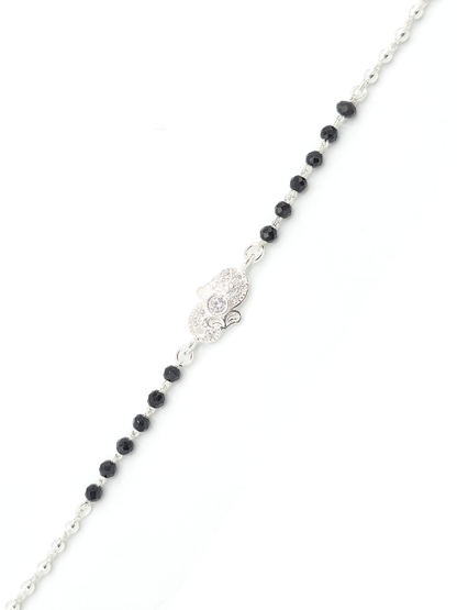 Sterling Silver Black Beads CZ Bracelet
