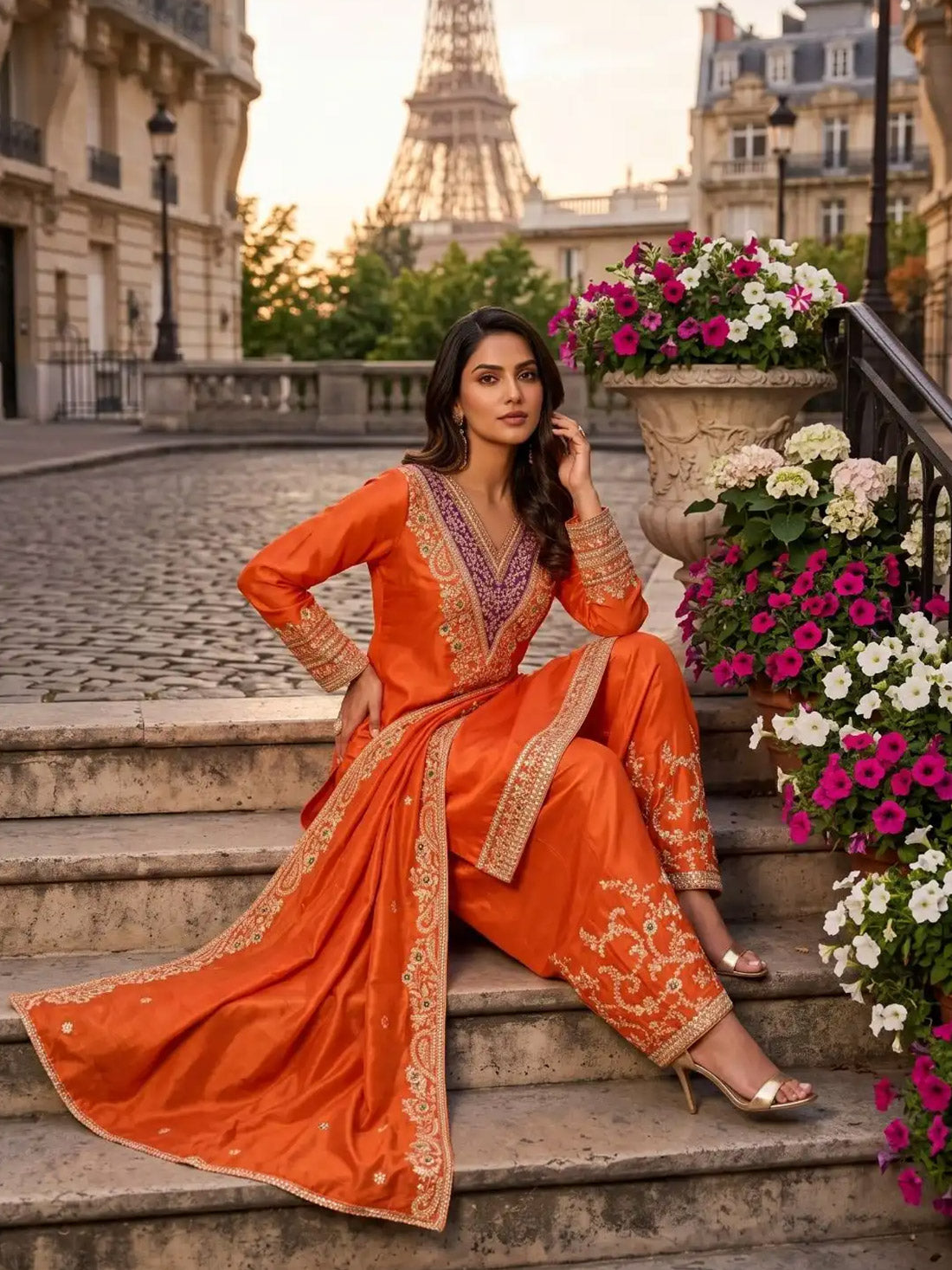 Vibha Chinon Zari Suit - Roop Darshan