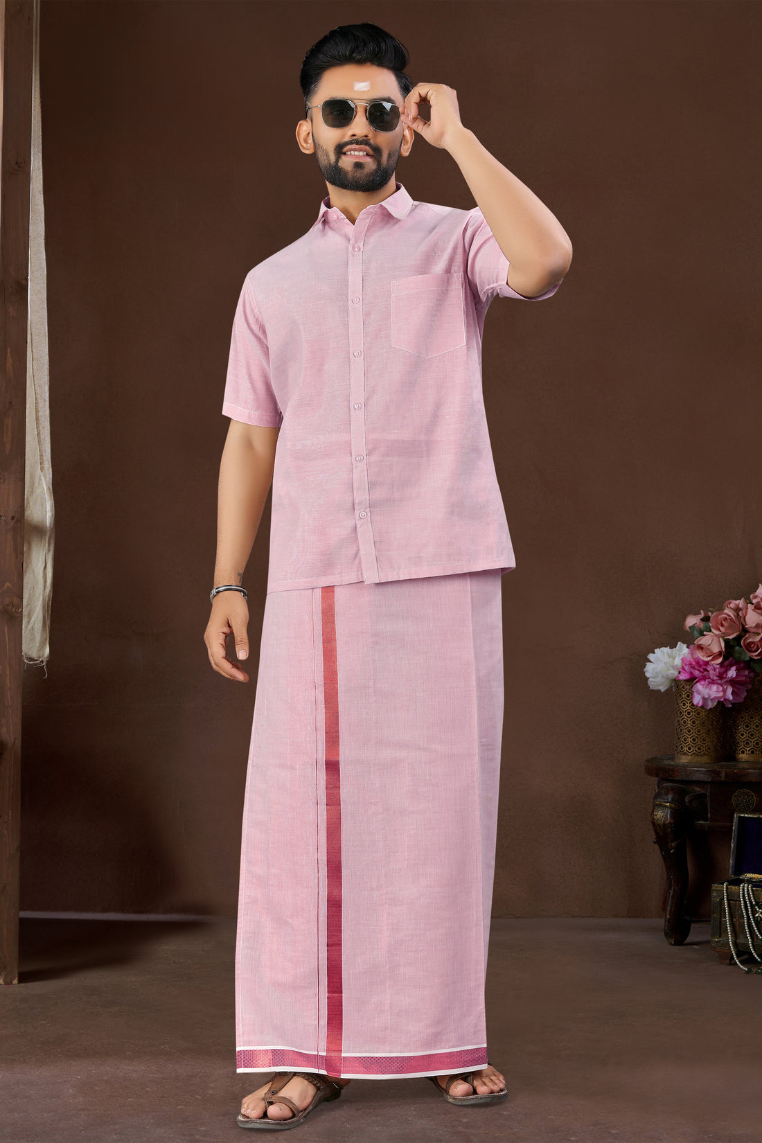 Mens Silk Dhoti Set