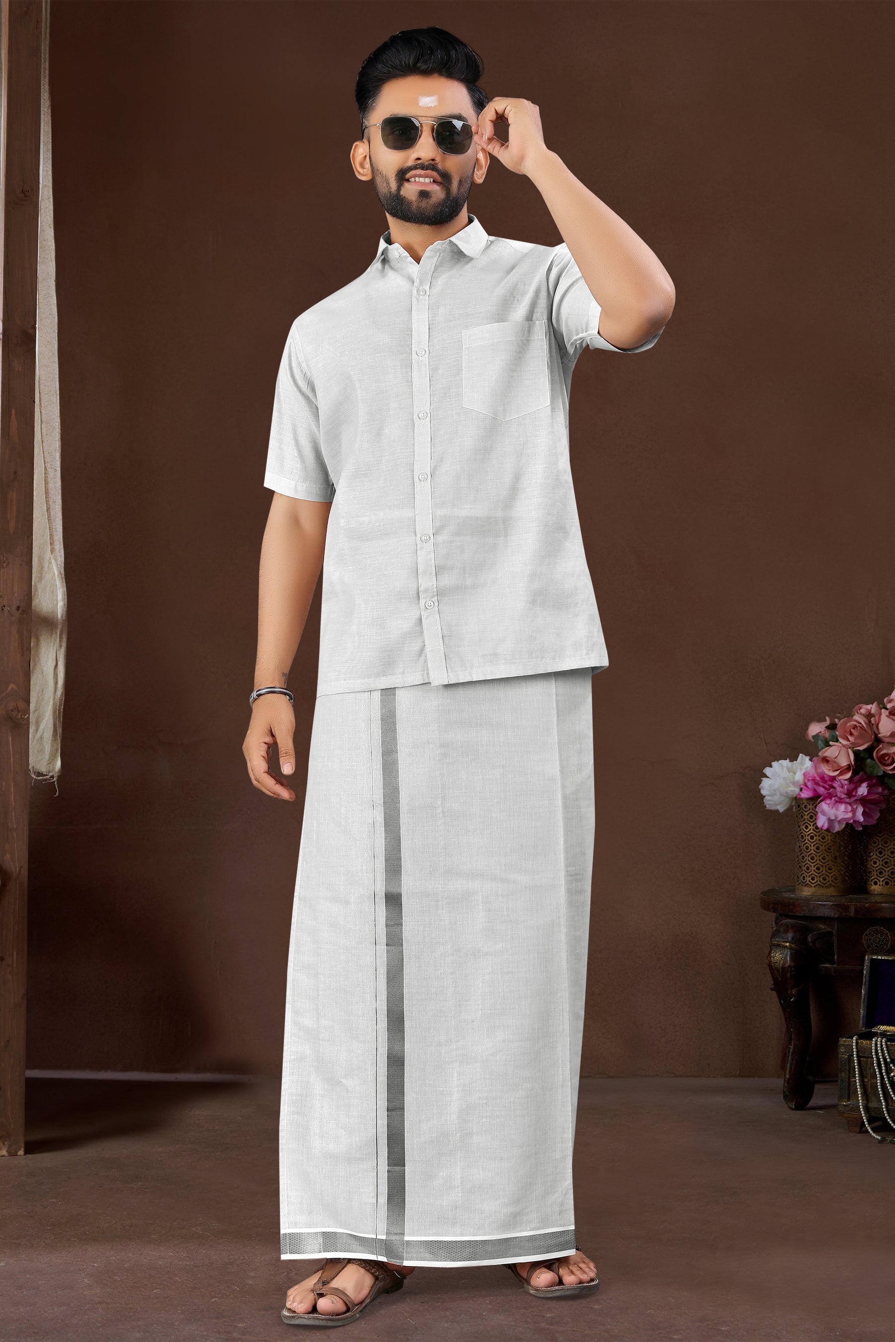 Mens Silk Dhoti Set - Roop Darshan