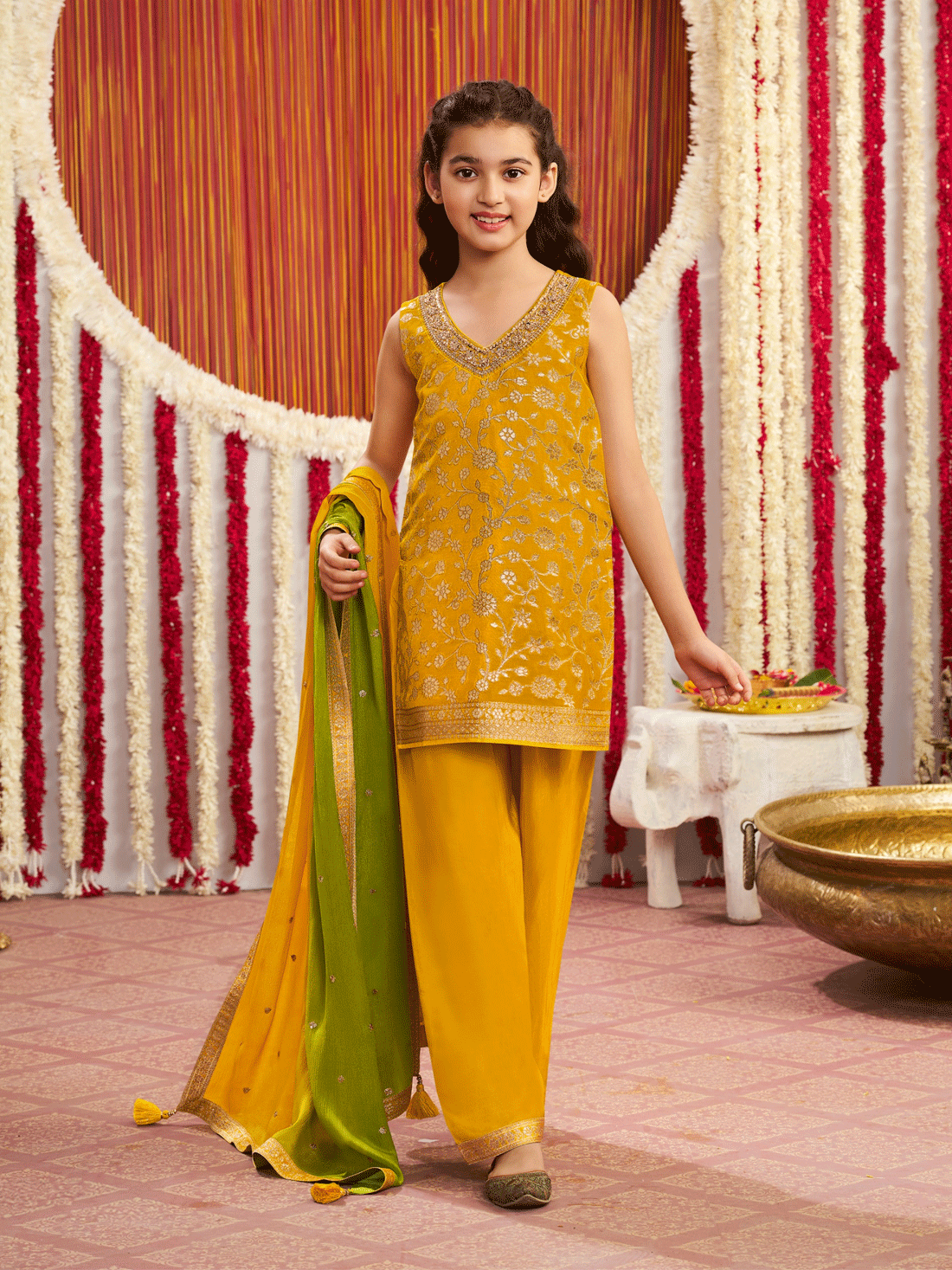 Piya Girls Silk Kamiz and Pants