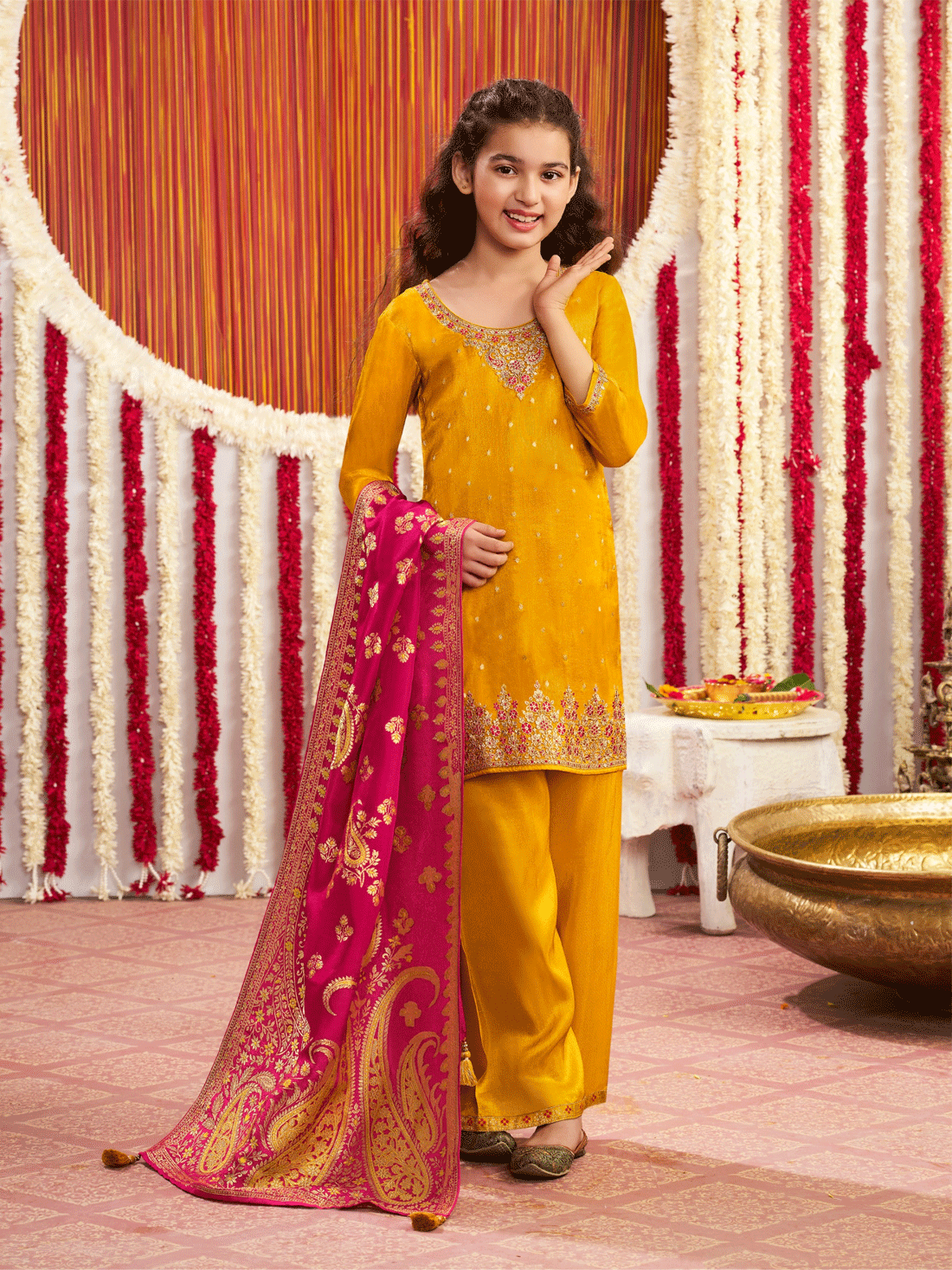 Kiana Girls Silk Kamiz &amp; Pants