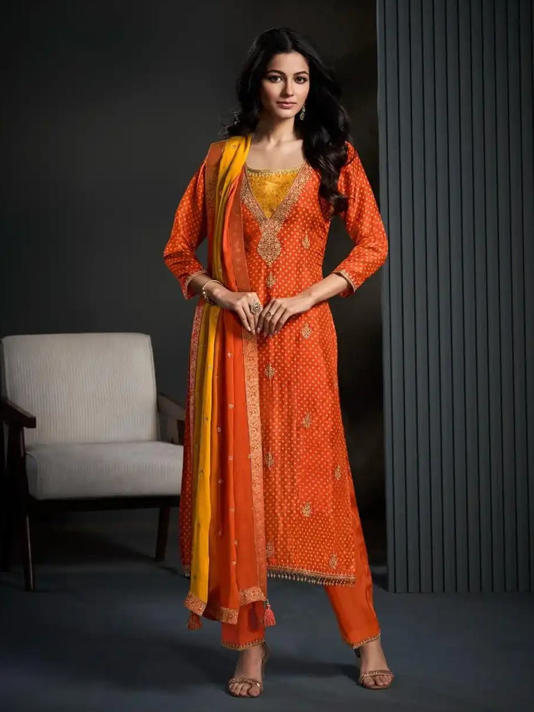 Darsha Silk Straight Cut Suit - Roop Darshan