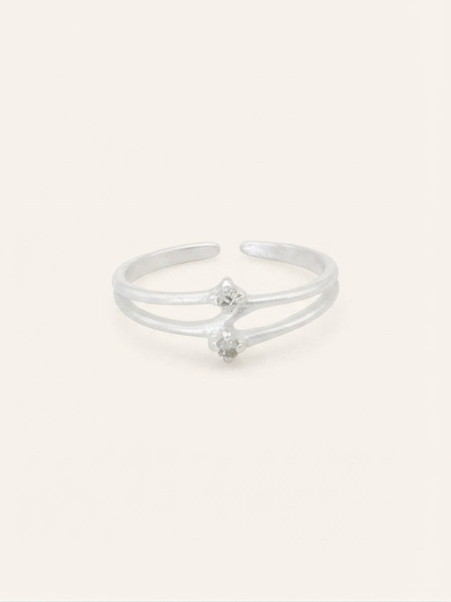 Double CZ Sterling Silver Toe Ring