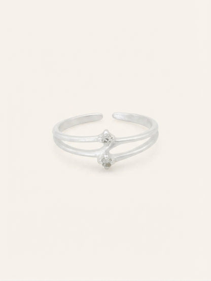 Double CZ Sterling Silver Toe Ring