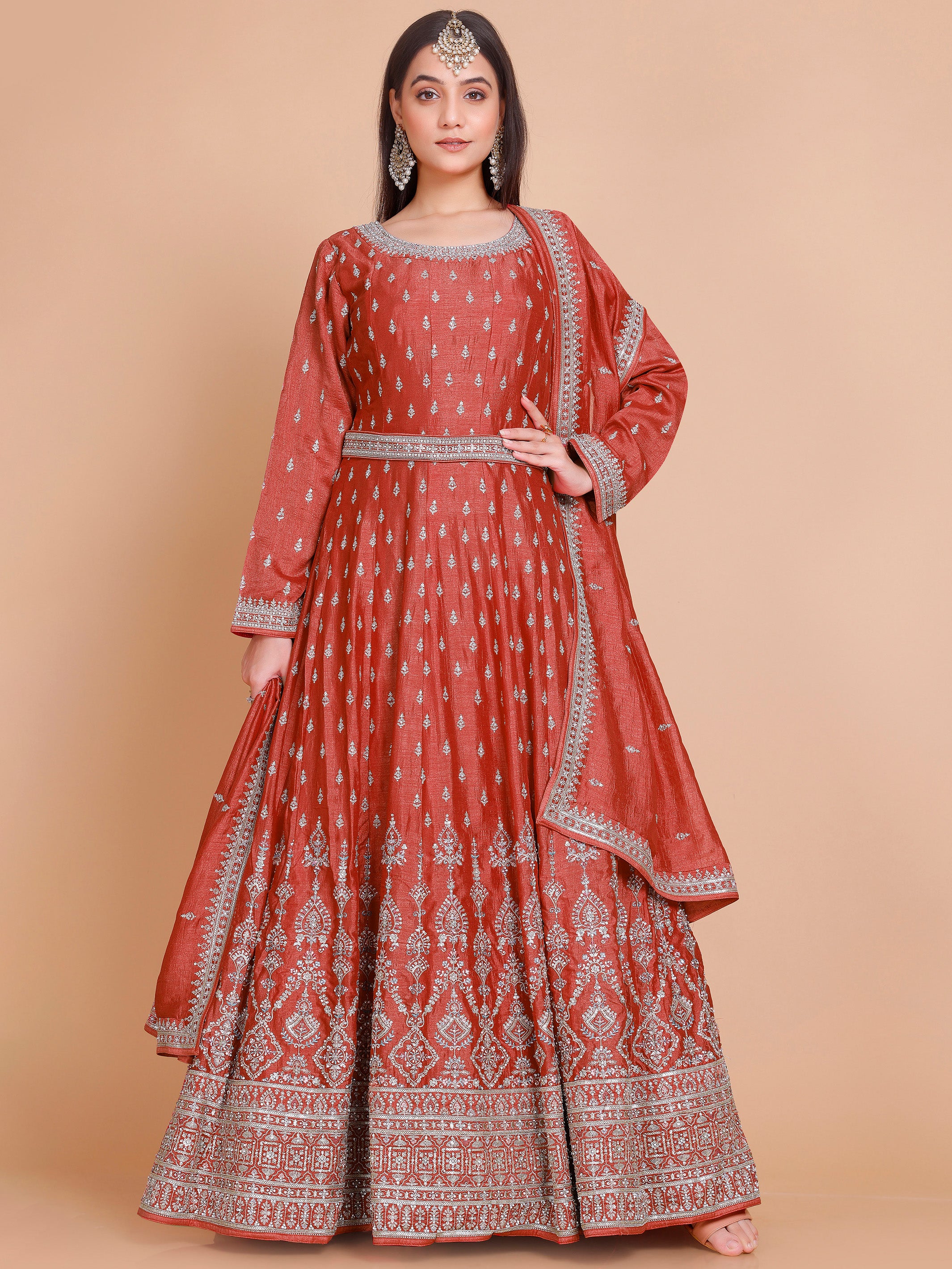 Veda Gown With Dupatta - Roop Darshan