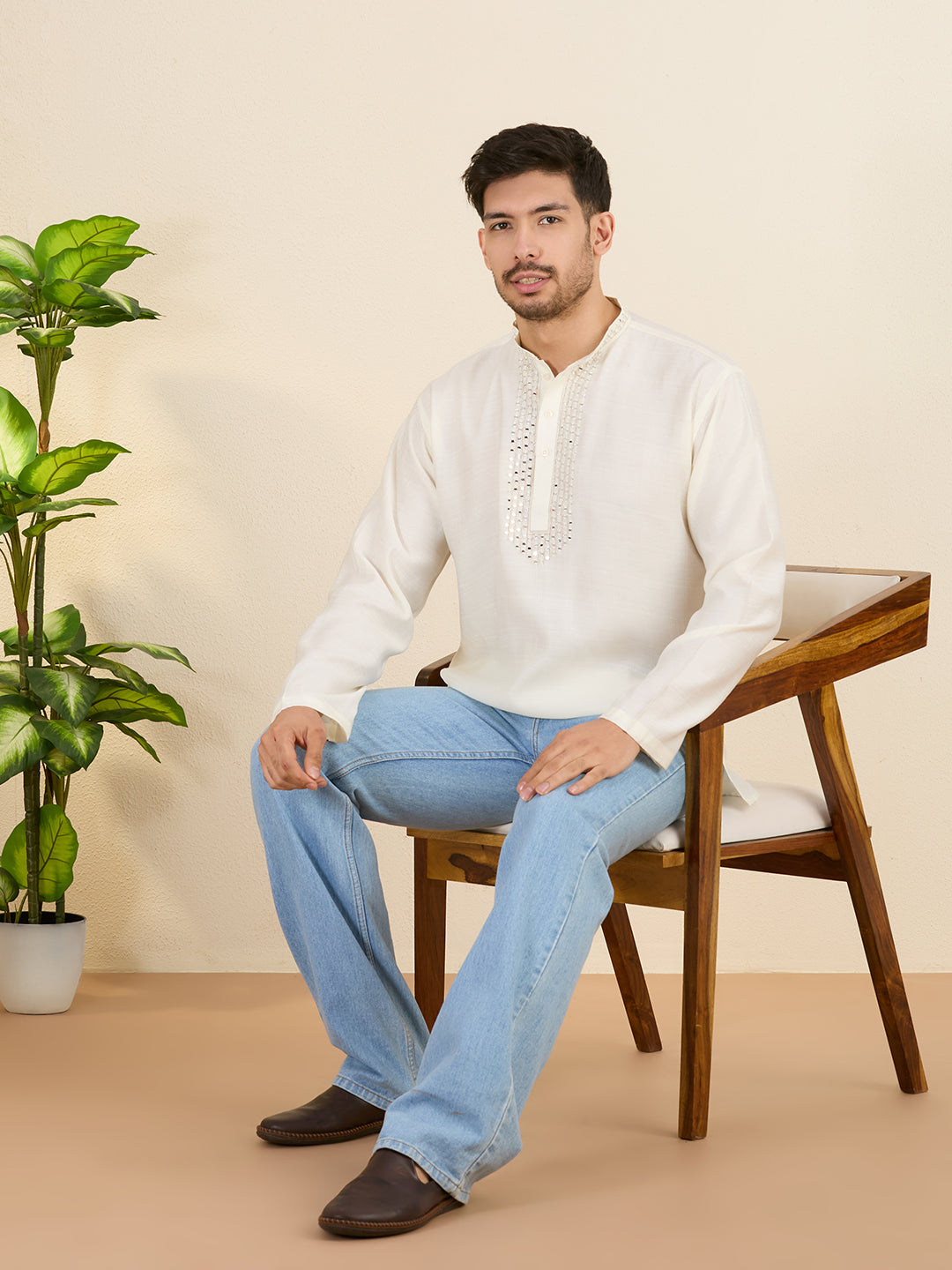 Mens Mirror Work Kurta