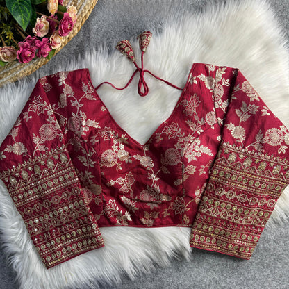 Silk Embroidered Work Blouse