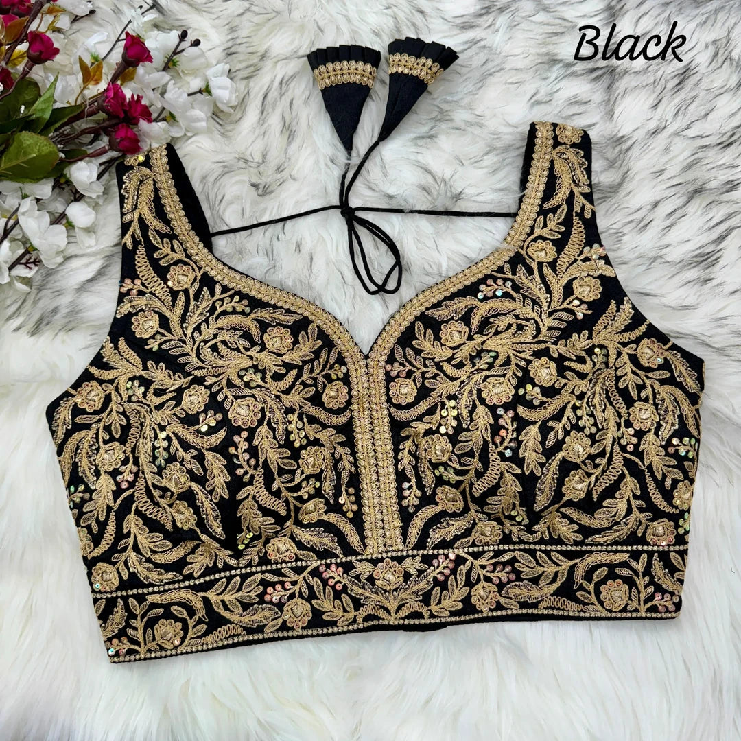 Dupion Embroidered Work Blouse - Roop Darshan