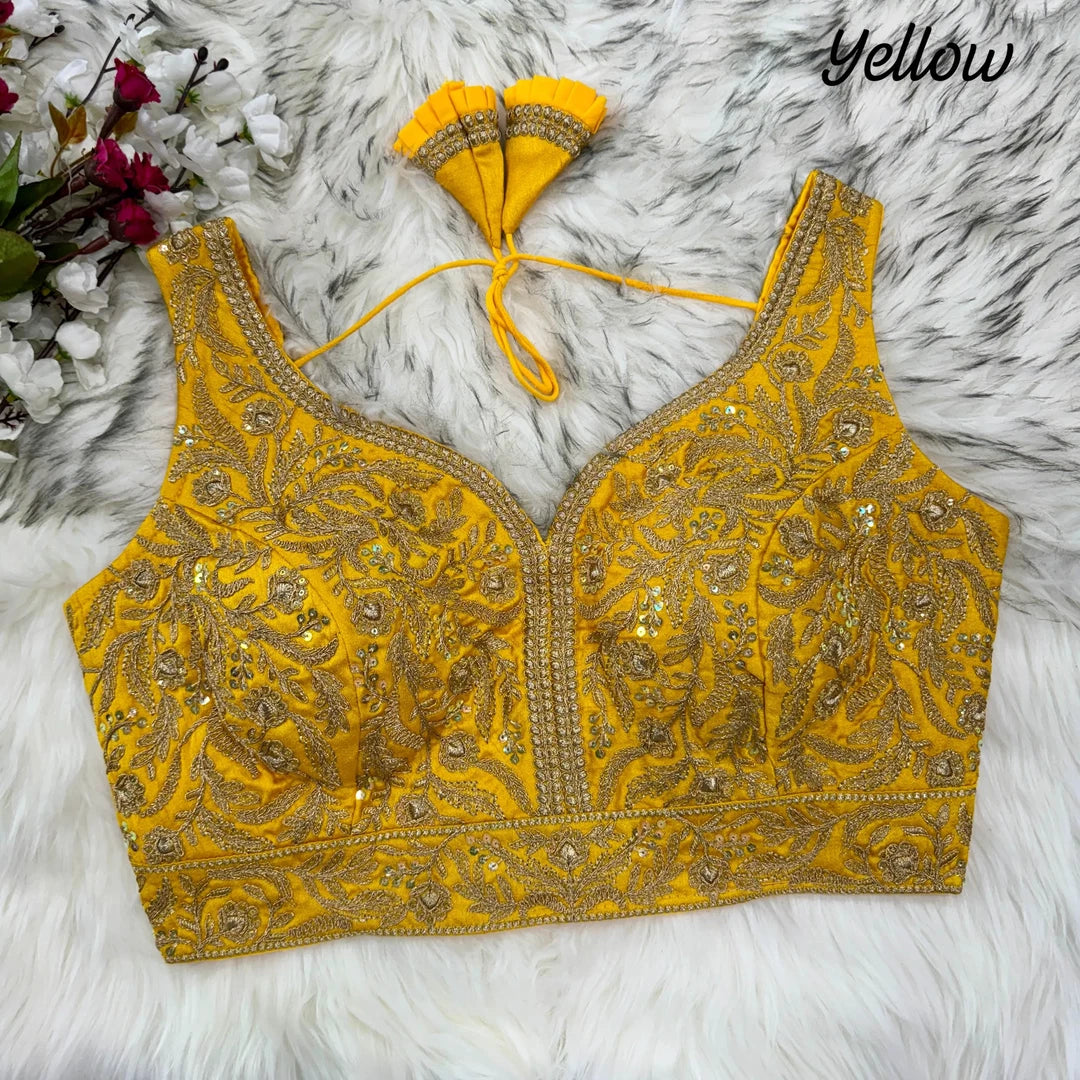 Dupion Embroidered Work Blouse - Roop Darshan
