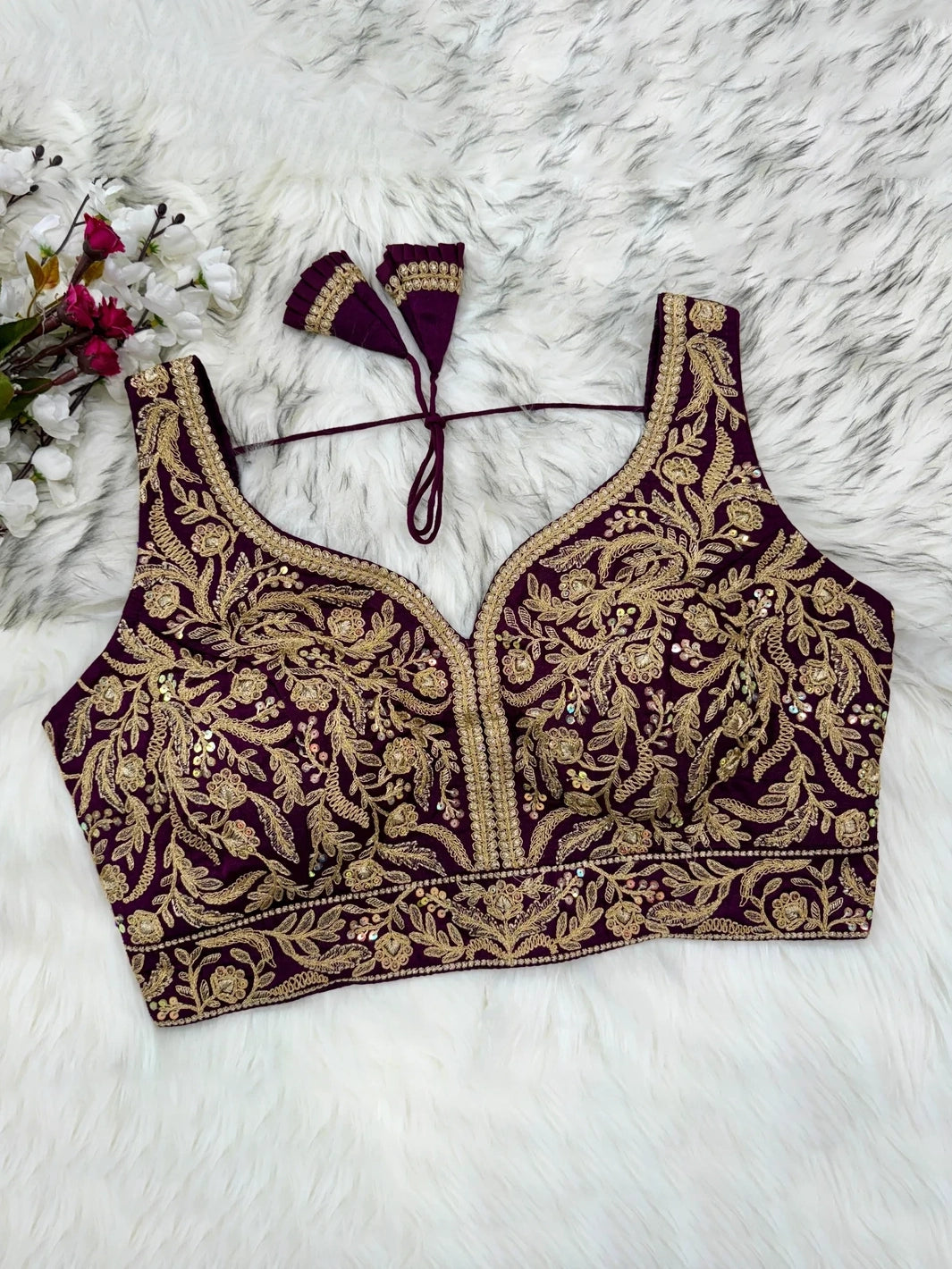 Dupion Embroidered Work Blouse - Roop Darshan