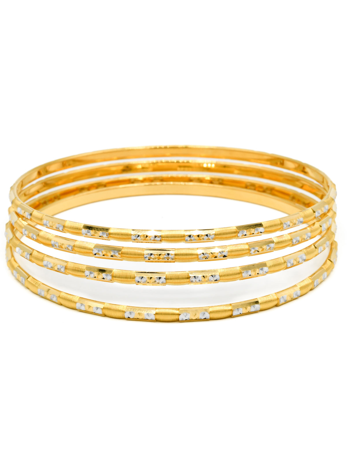 Solid Bangles 22ct Gold Two Tone Set of 4 Solid Bangles – Roop Darshan