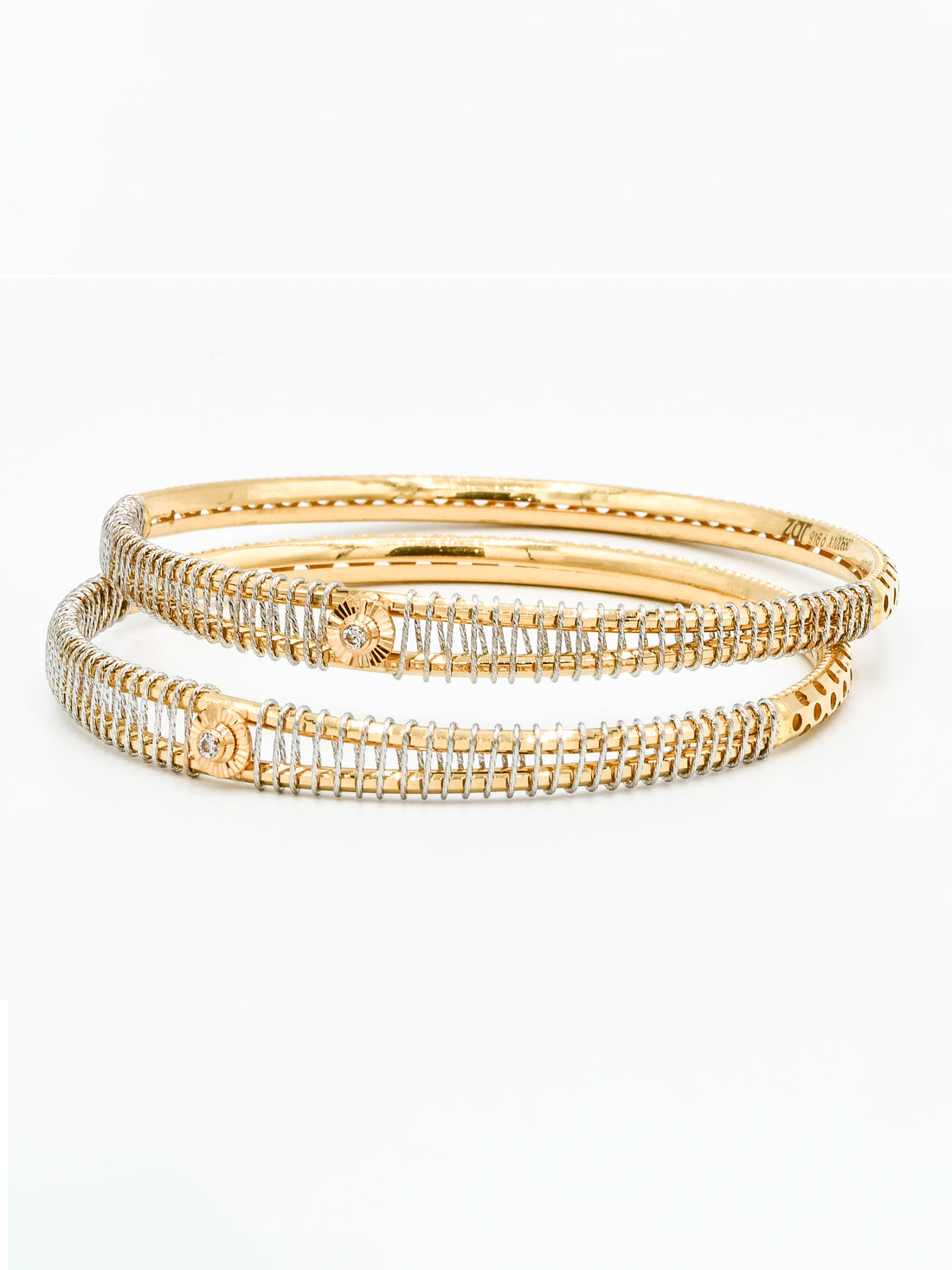 22ct Gold CZ Two Tone 2 Piece Bangle - Roop Darshan