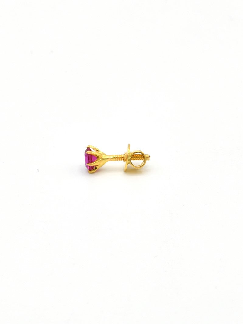 22ct Gold Pink CZ Stud Earrings - Roop Darshan
