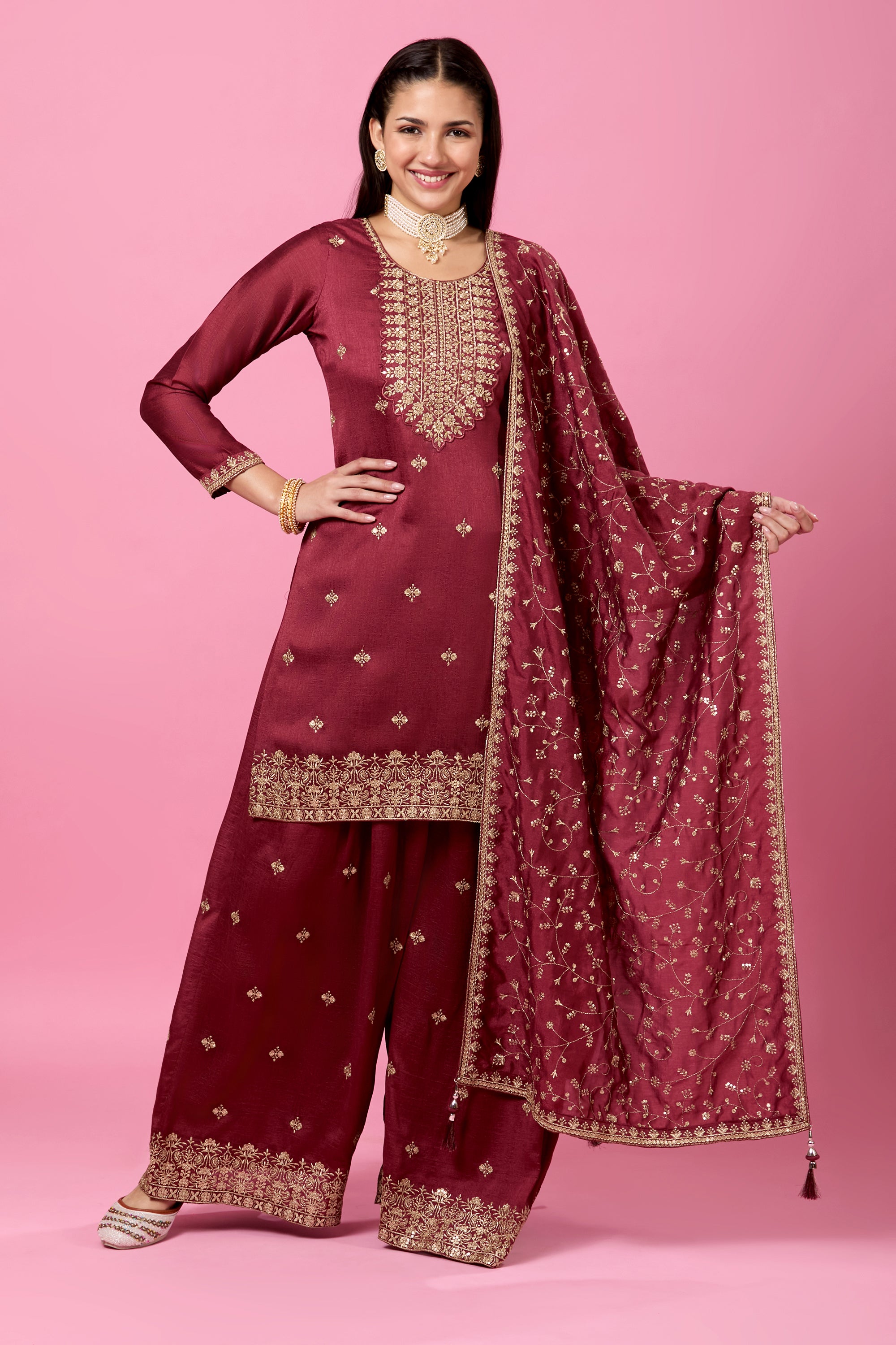 Rajata Plazzo Suit - Roop Darshan