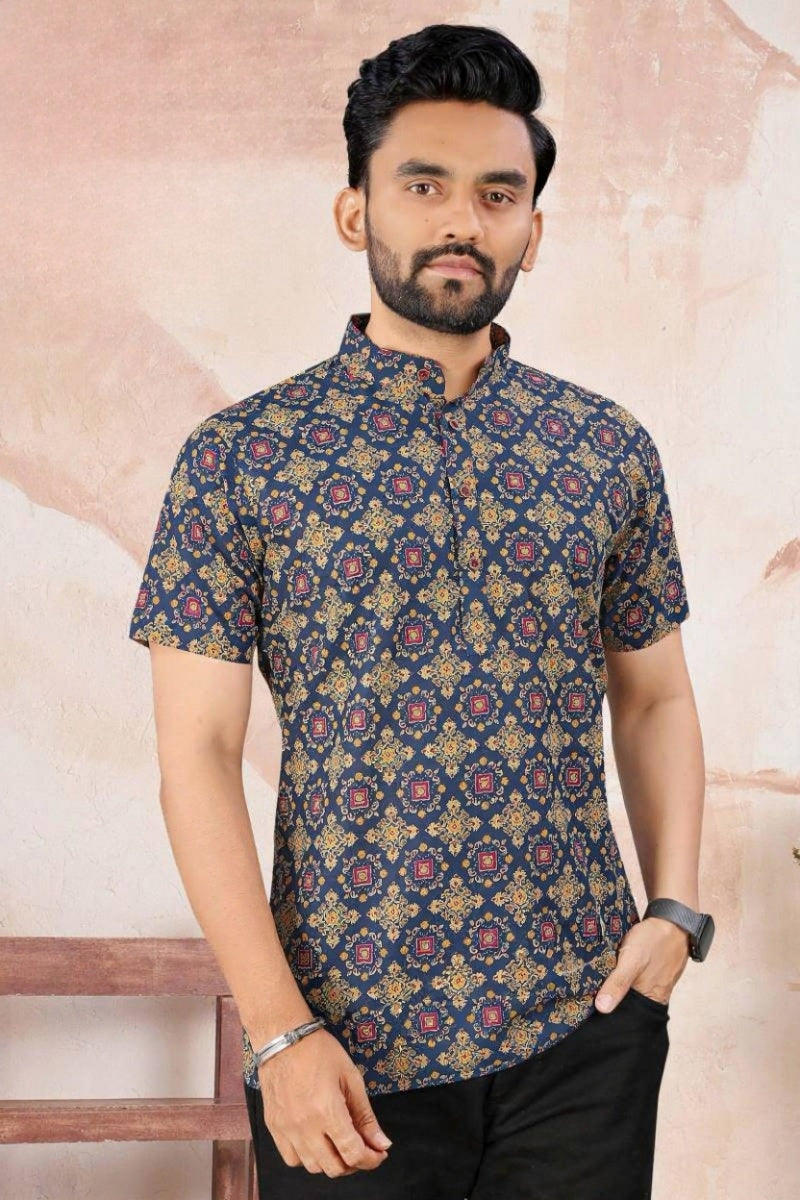 Mens Cotton Printed Kurta - Roop Darshan