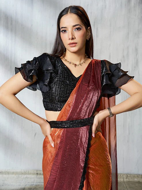 Trikona Ready To Wear Choli Saree - Roop Darshan