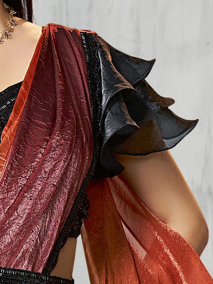 Trikona Ready To Wear Choli Saree - Roop Darshan