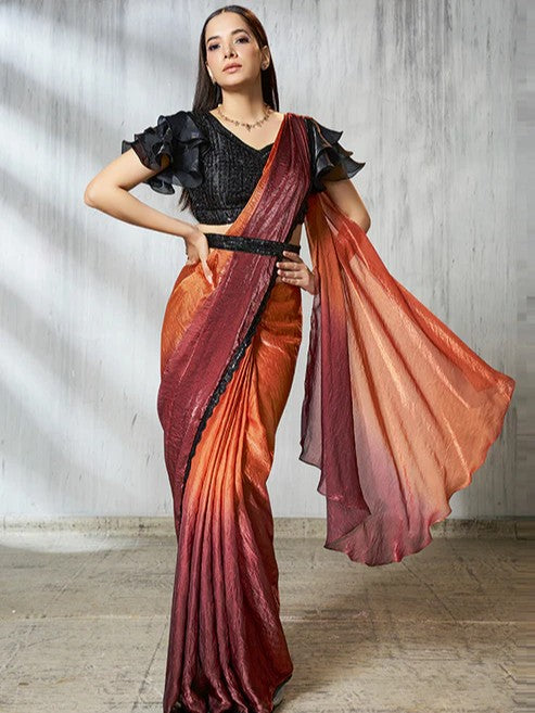 Trikona Ready To Wear Choli Saree - Roop Darshan