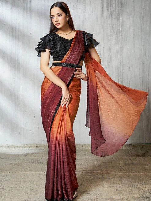 Trikona Ready To Wear Choli Saree - Roop Darshan
