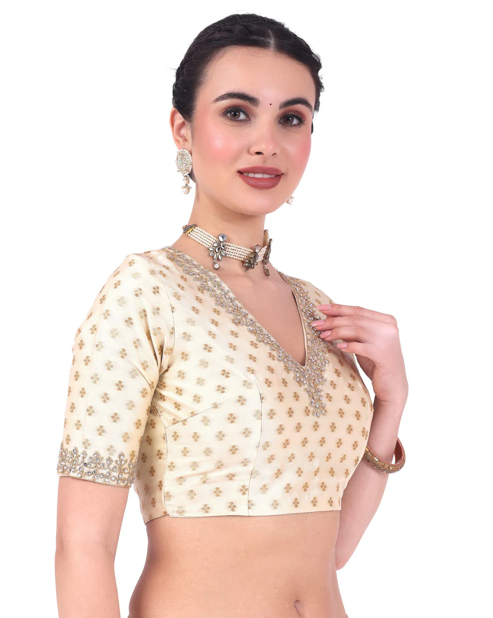 Brocade Zari Stone Work Blouse - Roop Darshan