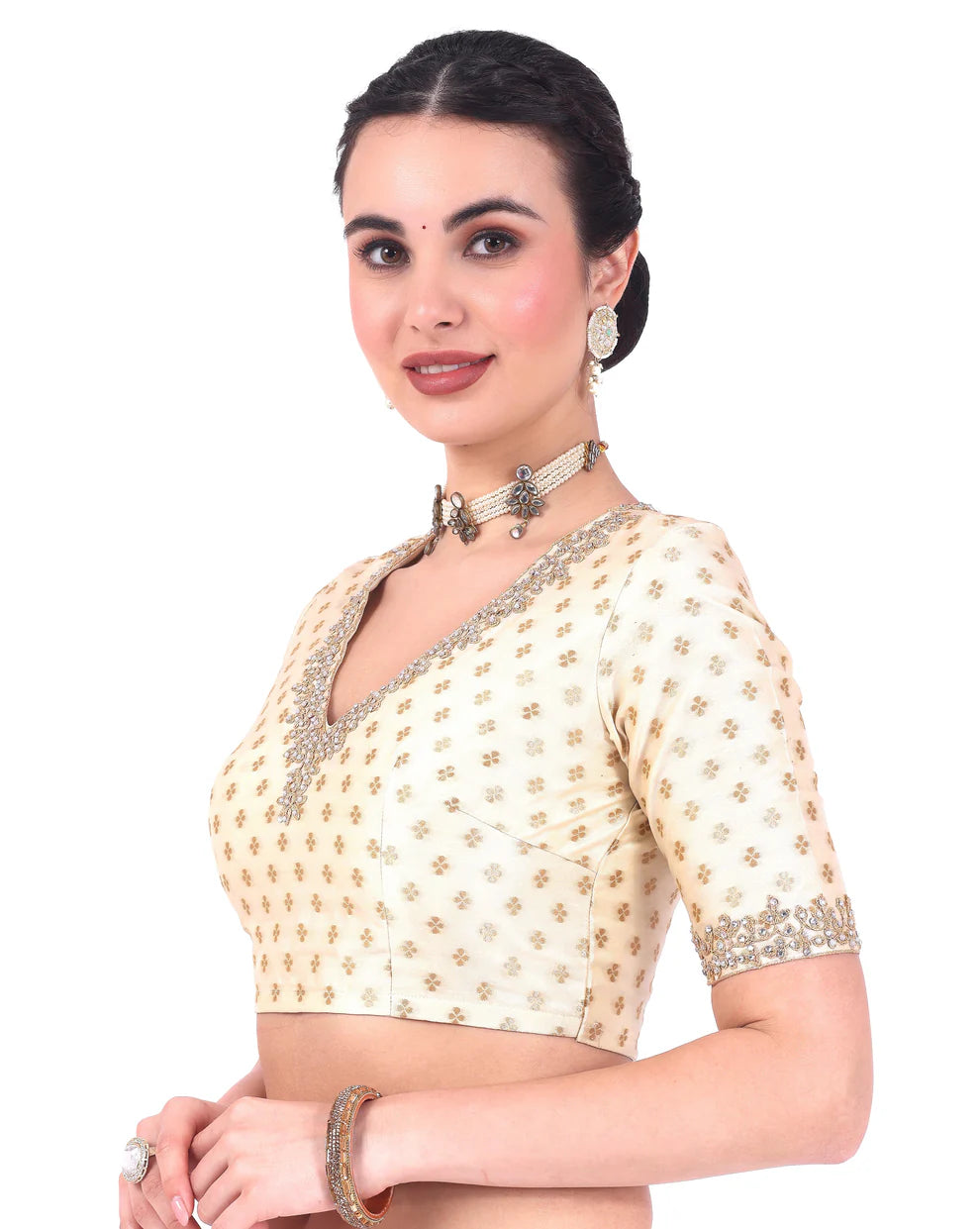 Brocade Zari Stone Work Blouse - Roop Darshan