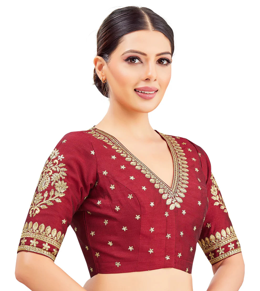 Silk Zari Tiki Work Blouse - Roop Darshan