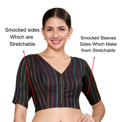 Cotton V Neck Blouse - Roop Darshan