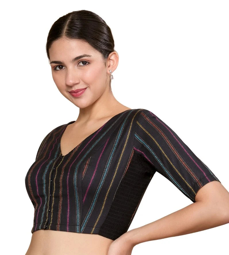 Cotton V Neck Blouse - Roop Darshan