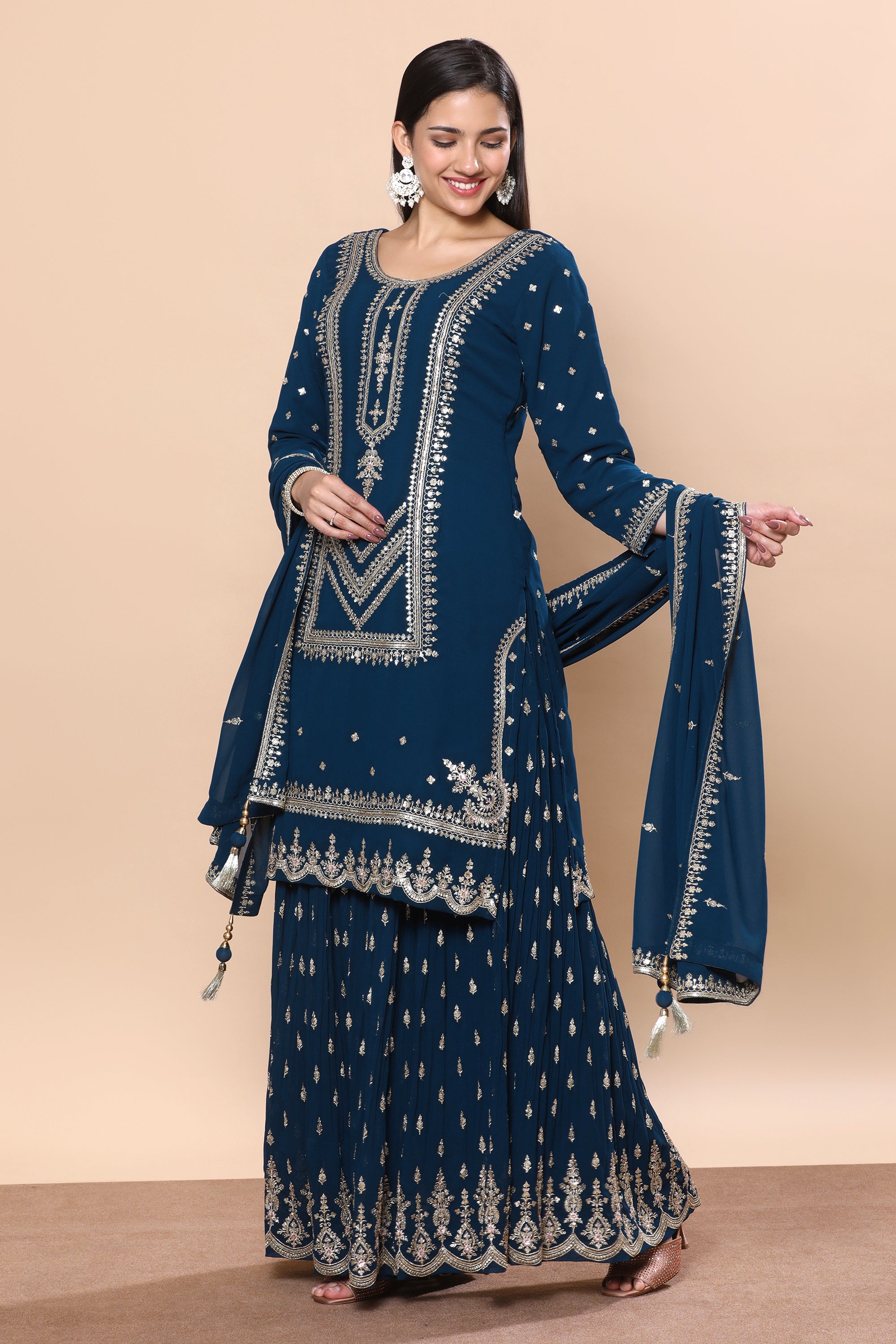Hasina Palazzo Suit - Roop Darshan