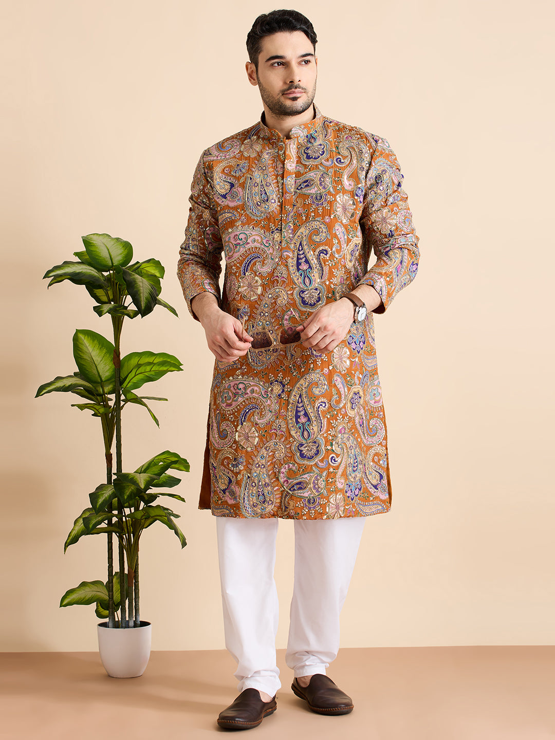 Silk Zari Kurta Set
