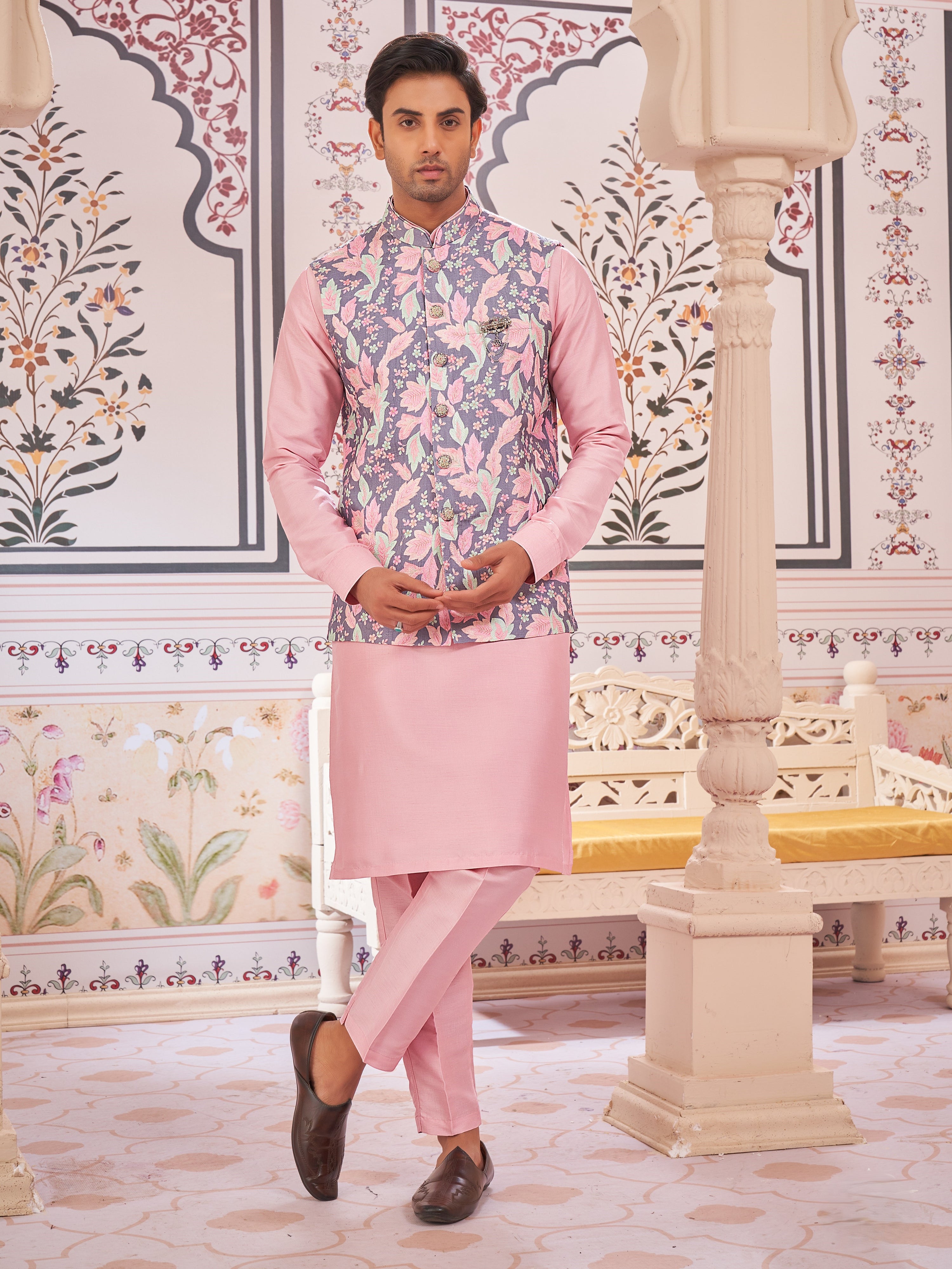 Mens Kurta Set With Jacket - Roop Darshan