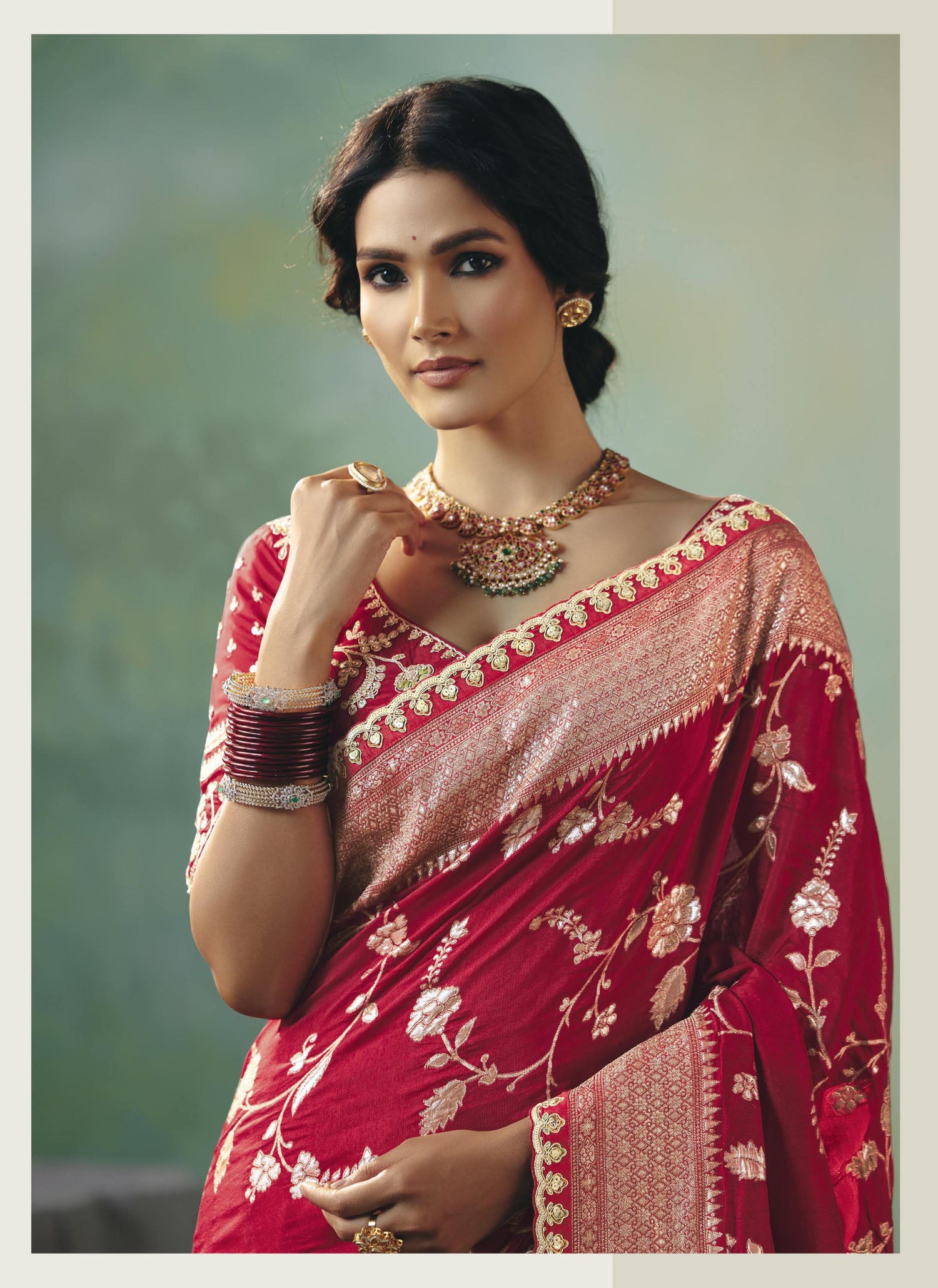 Aadhya Silk Zari Emb Work Border Saree - Roop Darshan