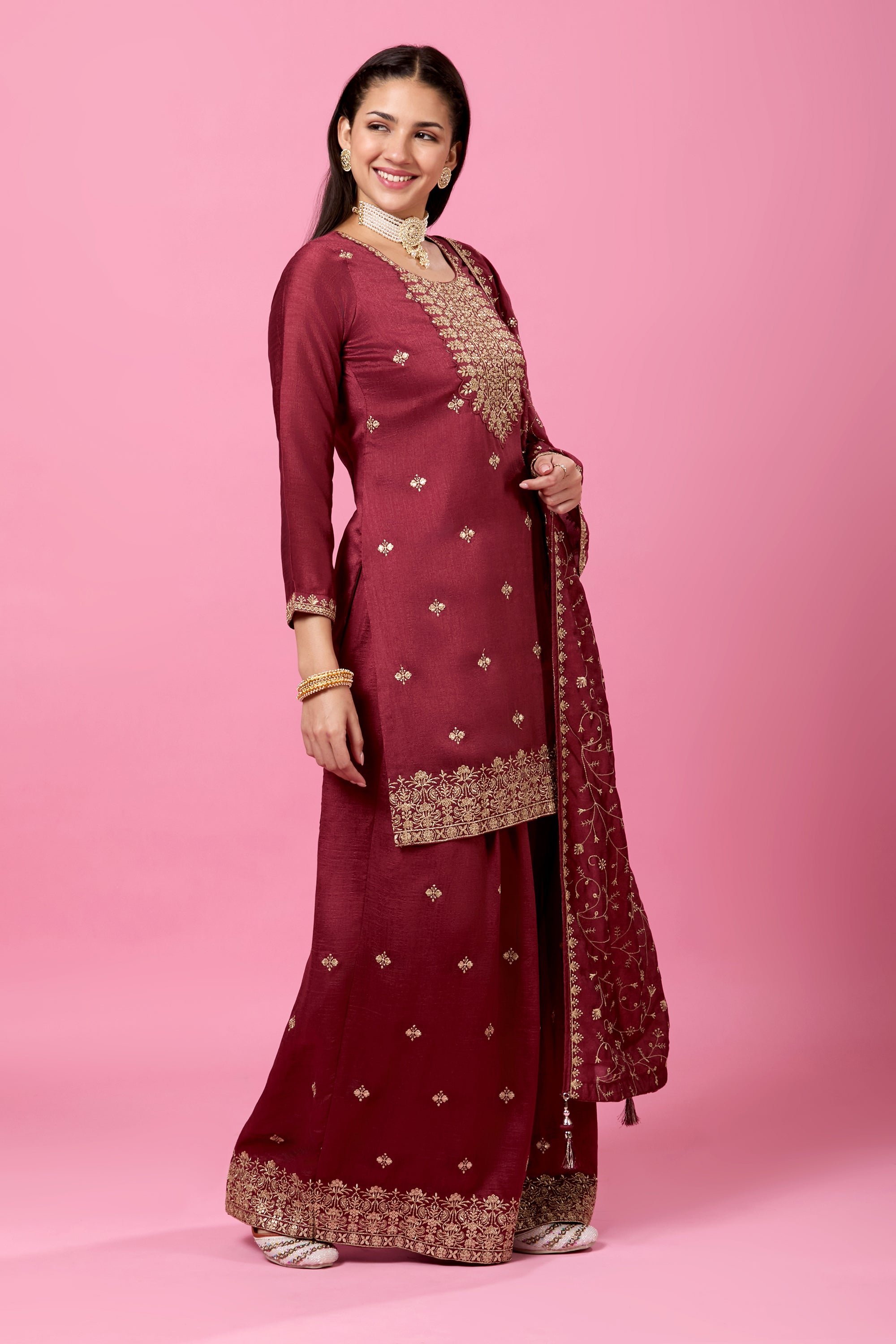Rajata Plazzo Suit - Roop Darshan