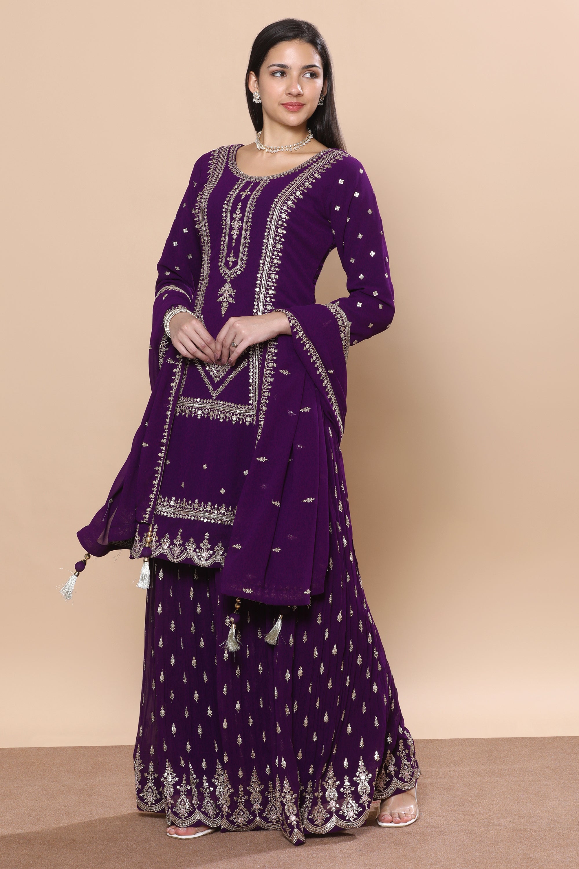 Hasina Palazzo Suit - Roop Darshan