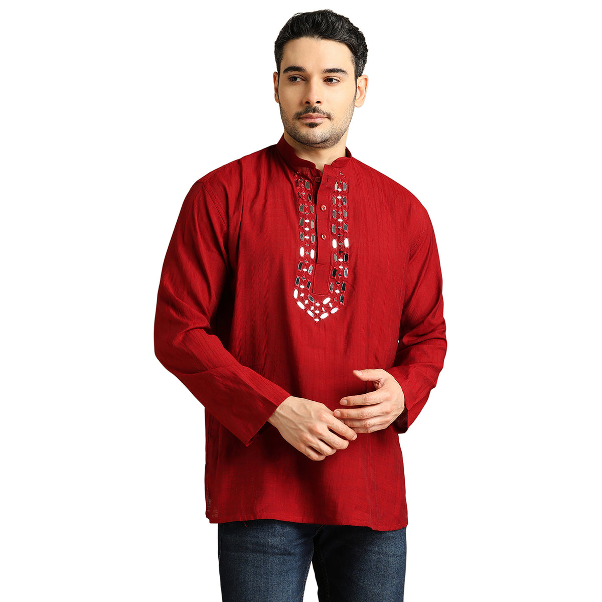 Silk Embroidery Short Kurti