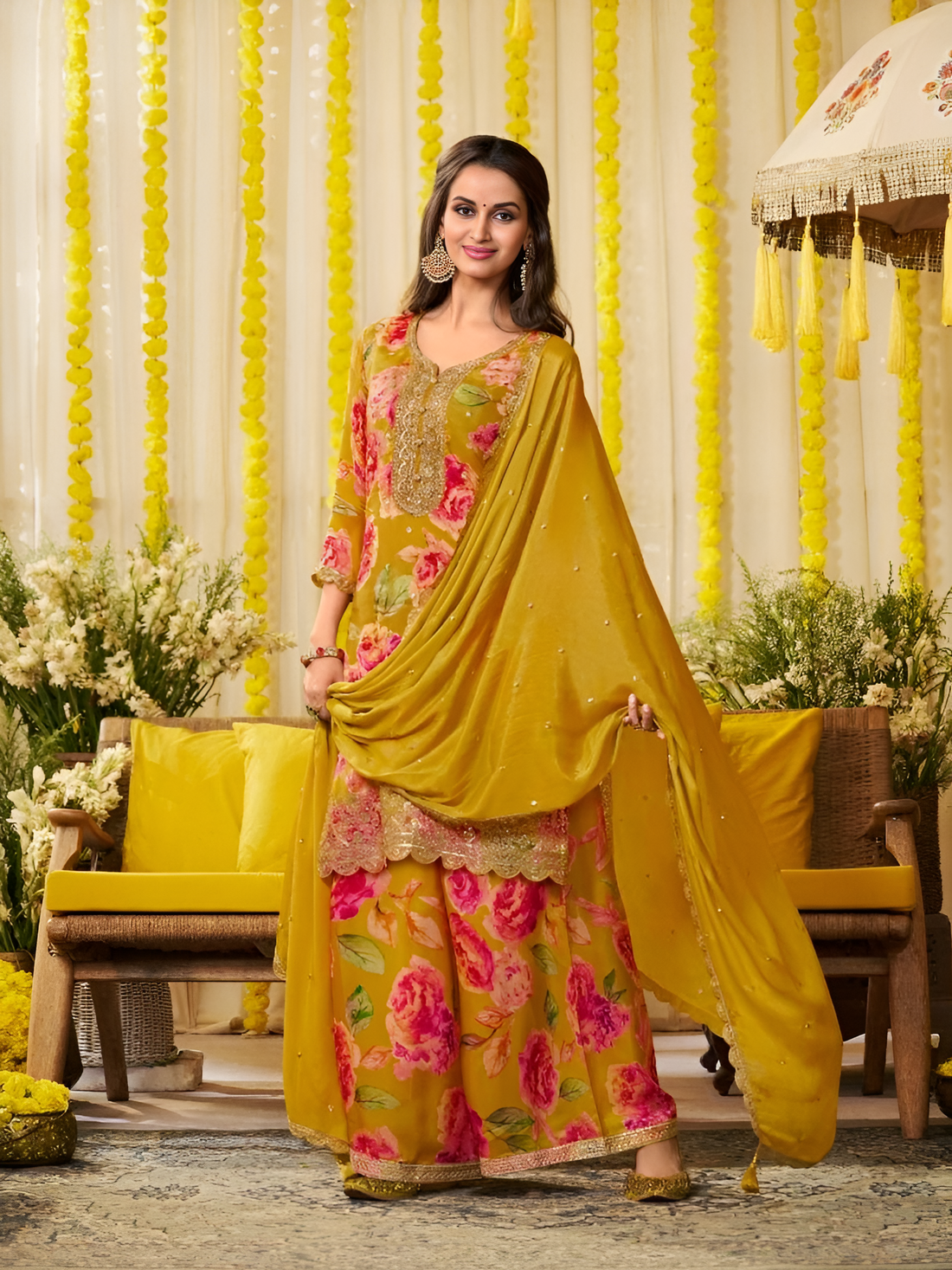 Jigna Floral Palazzo Suit
