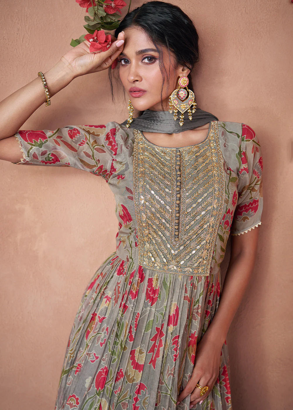 Tiara Gown With Dupatta - Roop Darshan