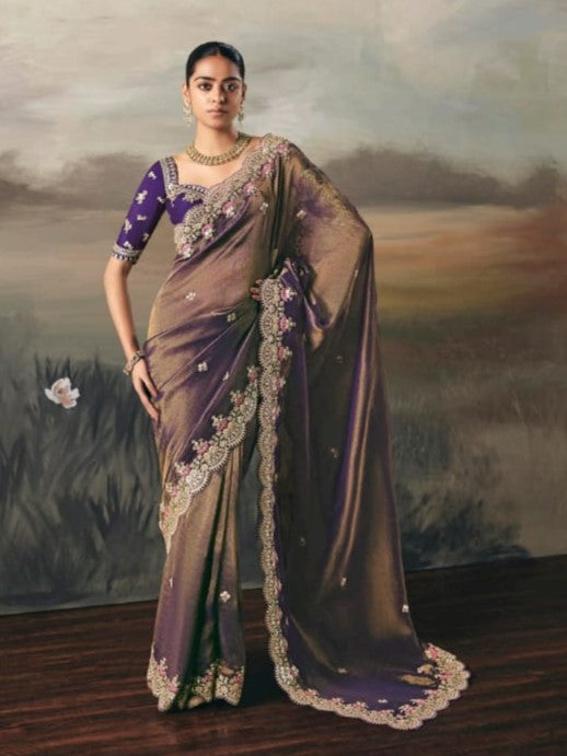 Tiara Silk Zari Work Saree - Roop Darshan