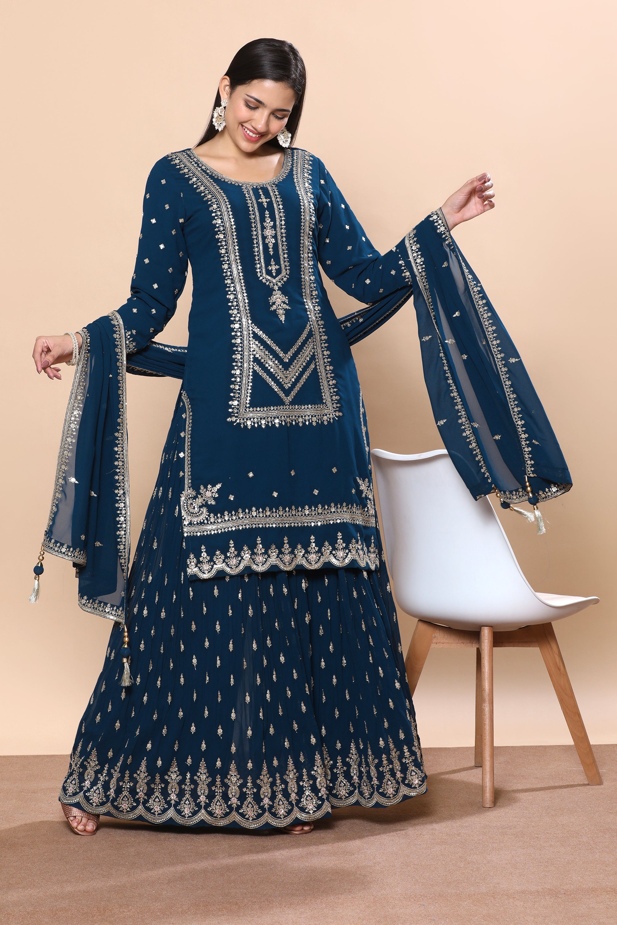 Hasina Palazzo Suit - Roop Darshan