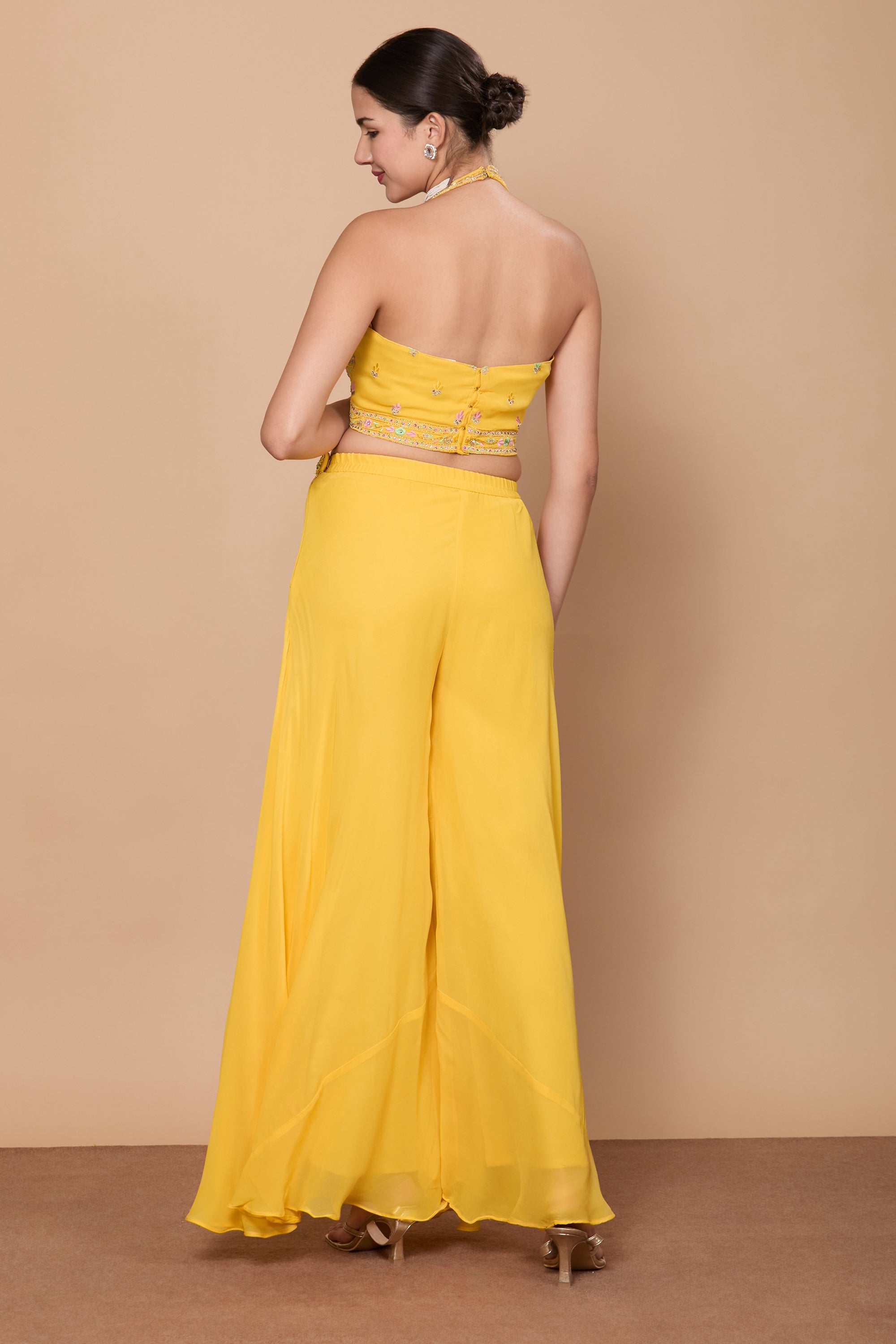 Eshita Crop Top Plazzo With Jacket - Roop Darshan