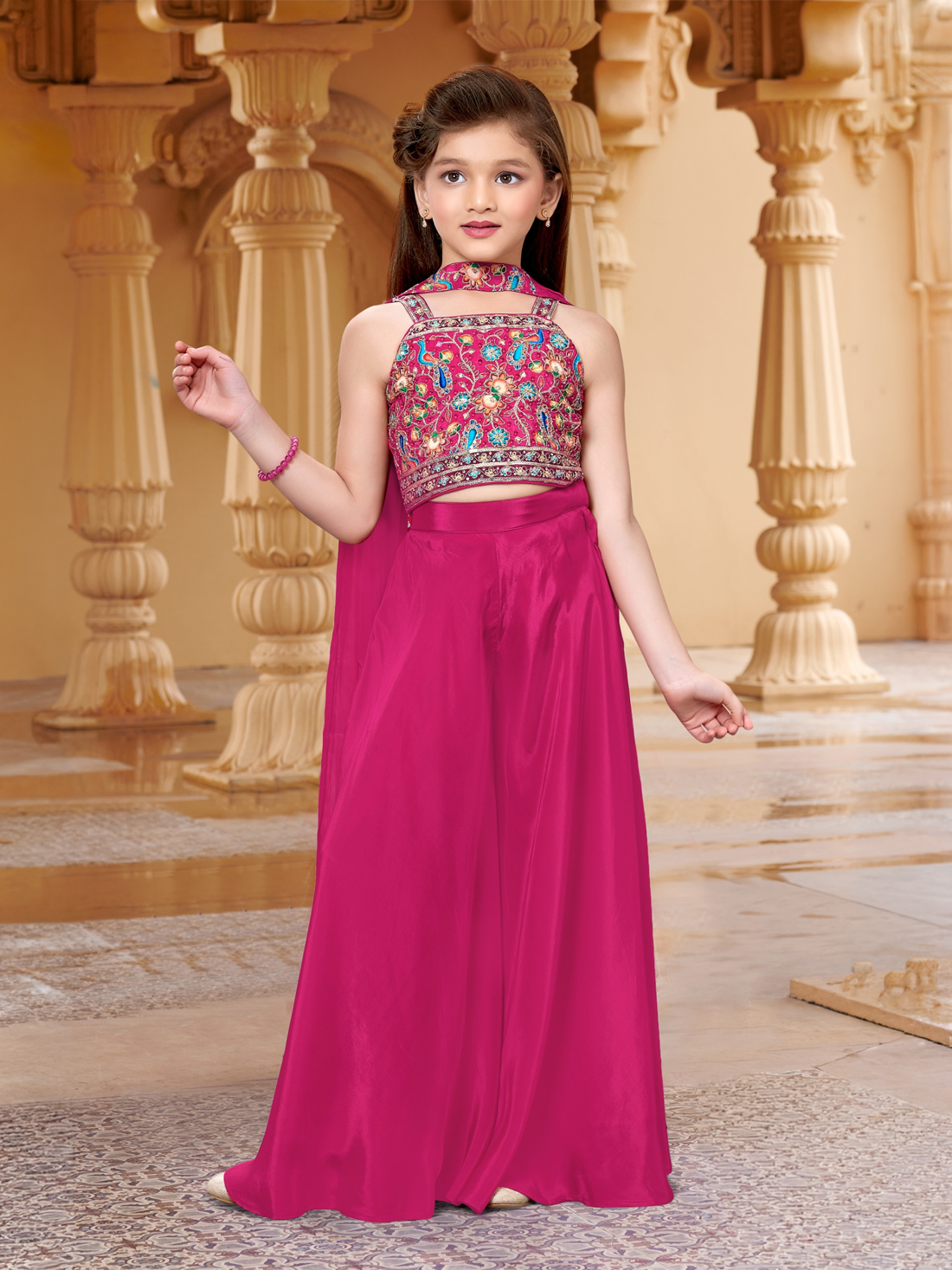 Vichitra Silk Crop Top Palazzo