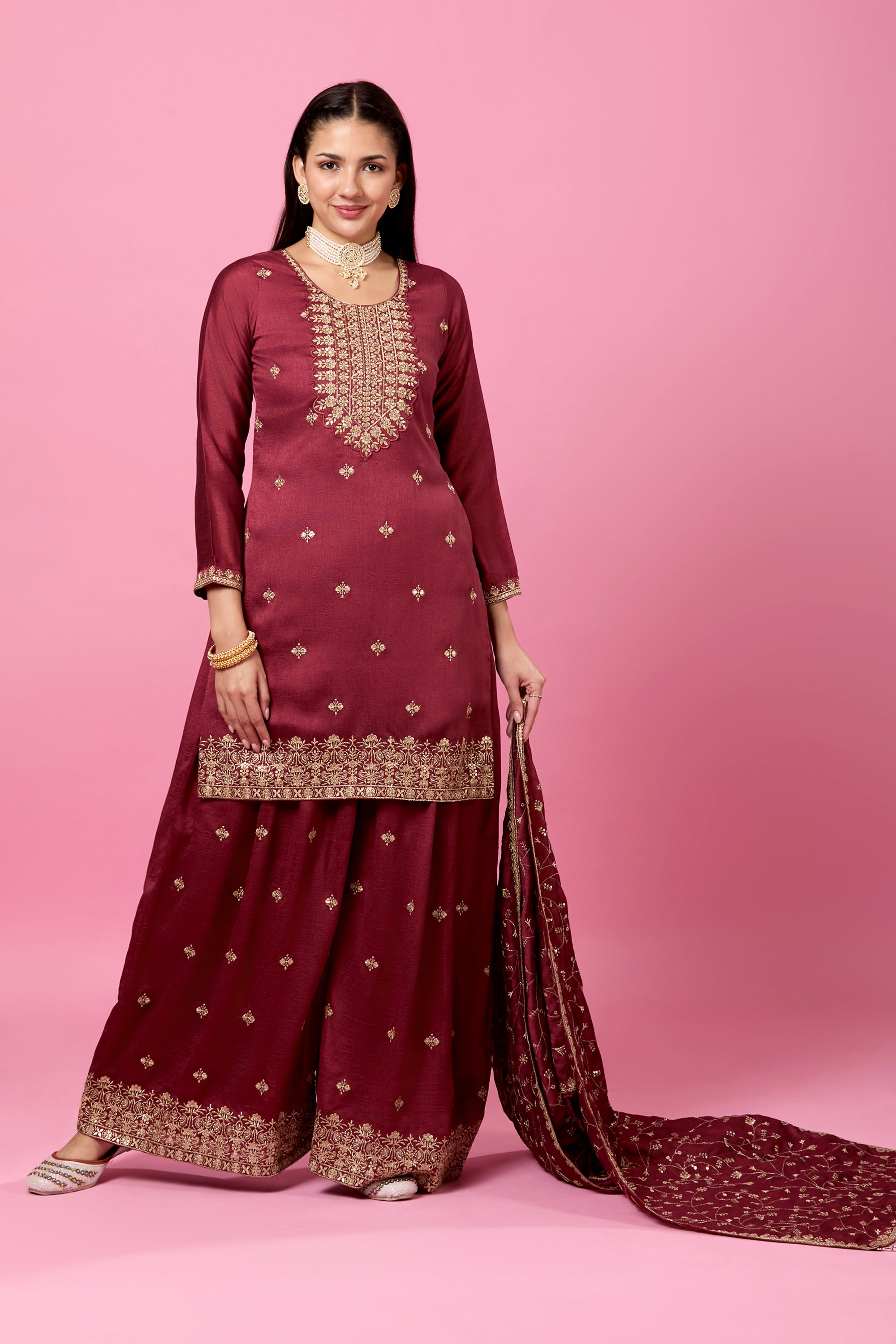 Rajata Plazzo Suit - Roop Darshan