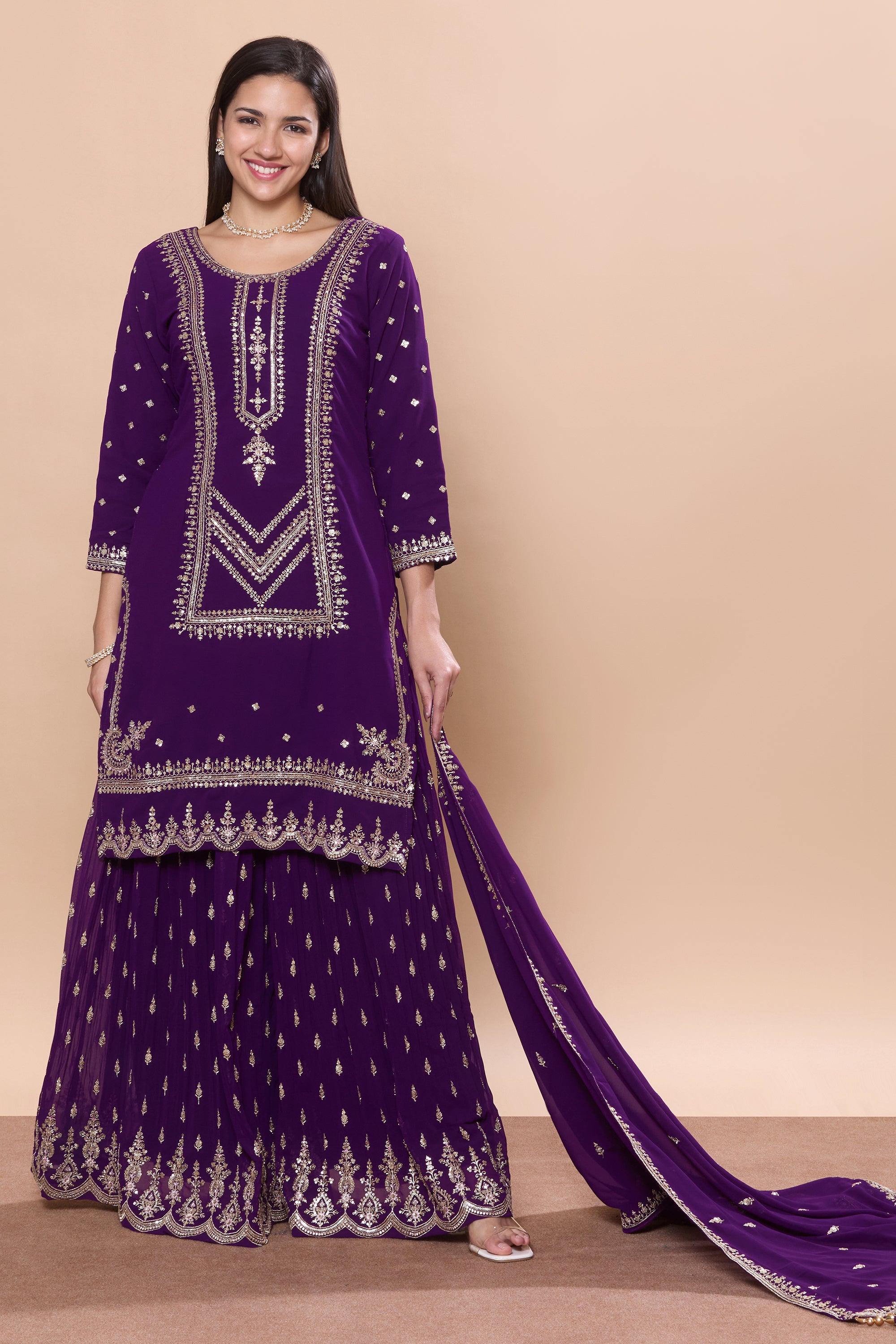 Hasina Palazzo Suit - Roop Darshan