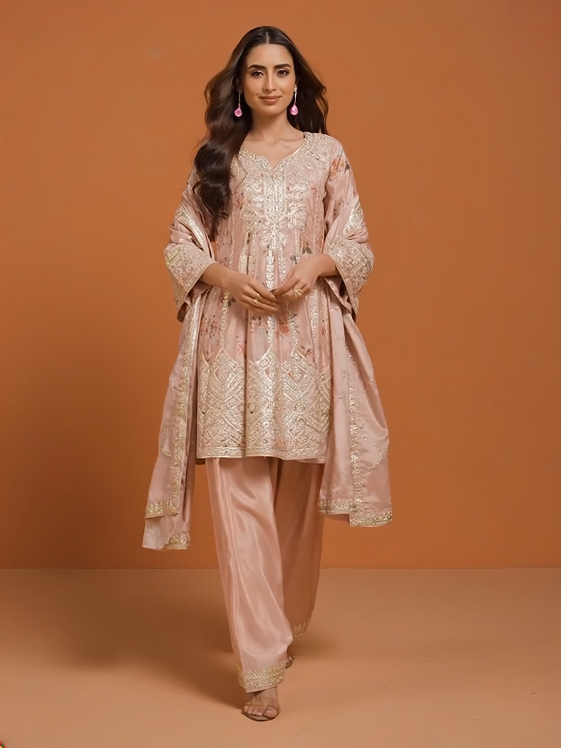 Dhwani Silk Flair Palazzo Suit