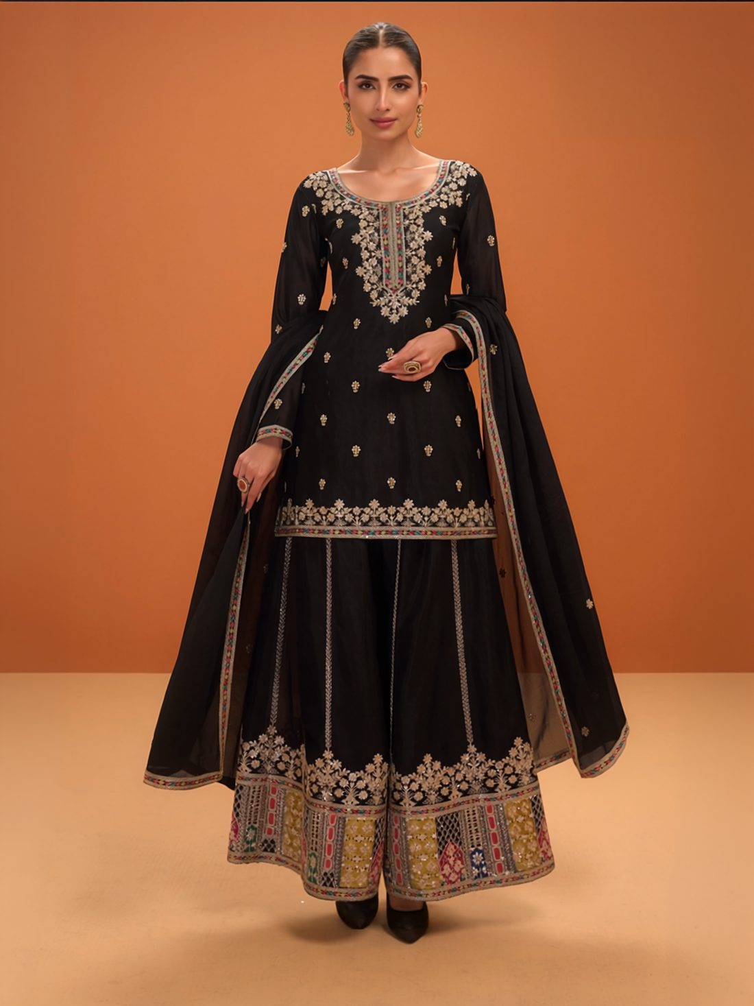 Divya Silk Zari Palazzo Suit