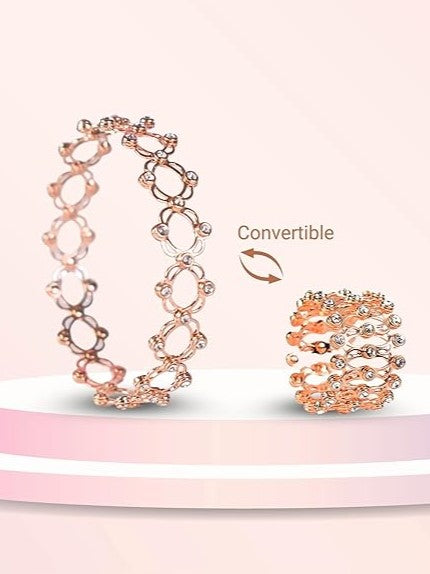 Silver CZ Convertible Ring cum Bracelet - Roop Darshan