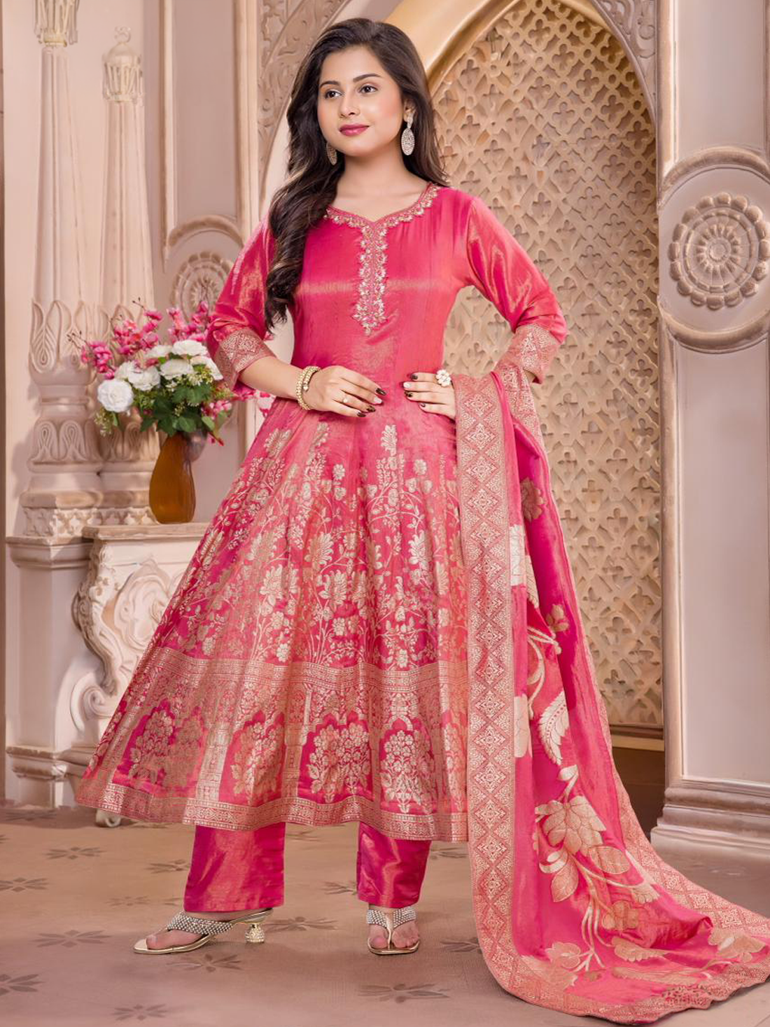 Anayra Printed Silk Flare Suit