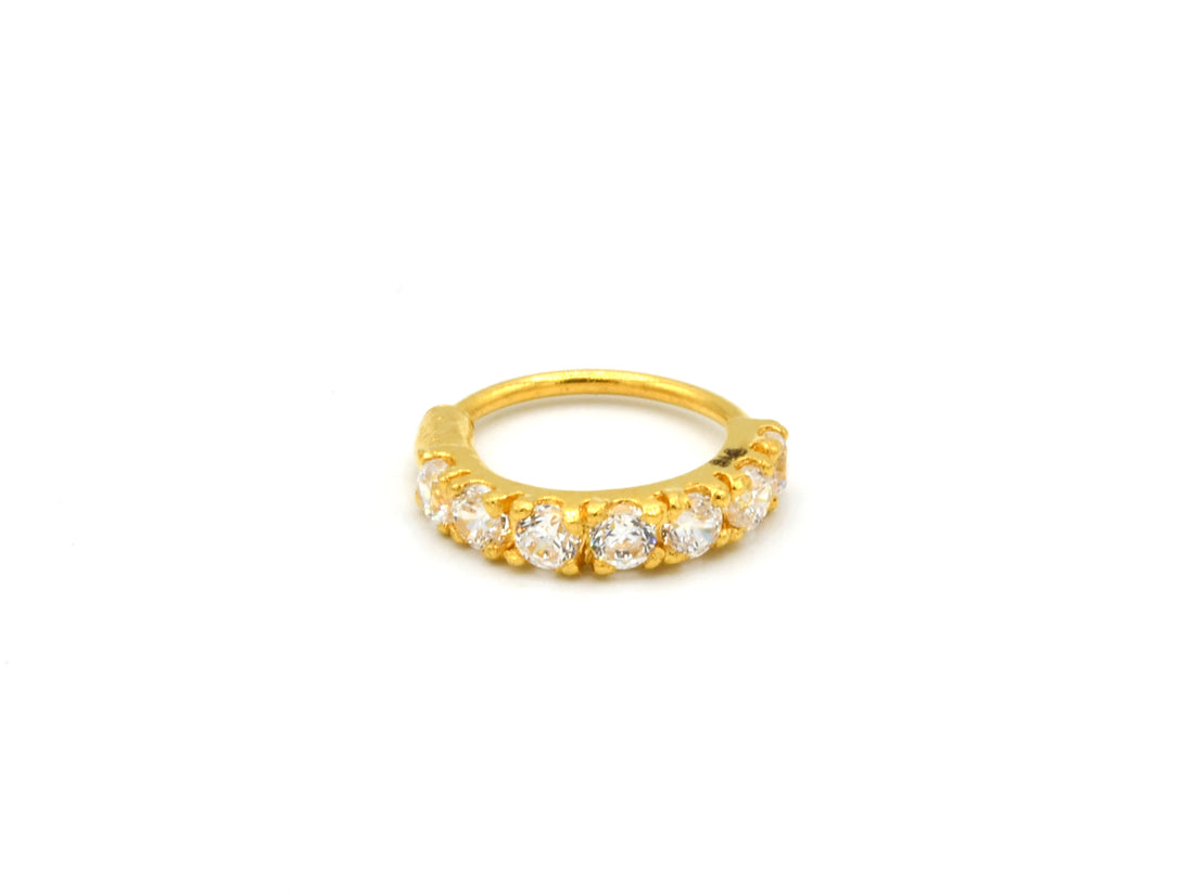 22ct Gold CZ 1 Piece Nose Ring - Roop Darshan